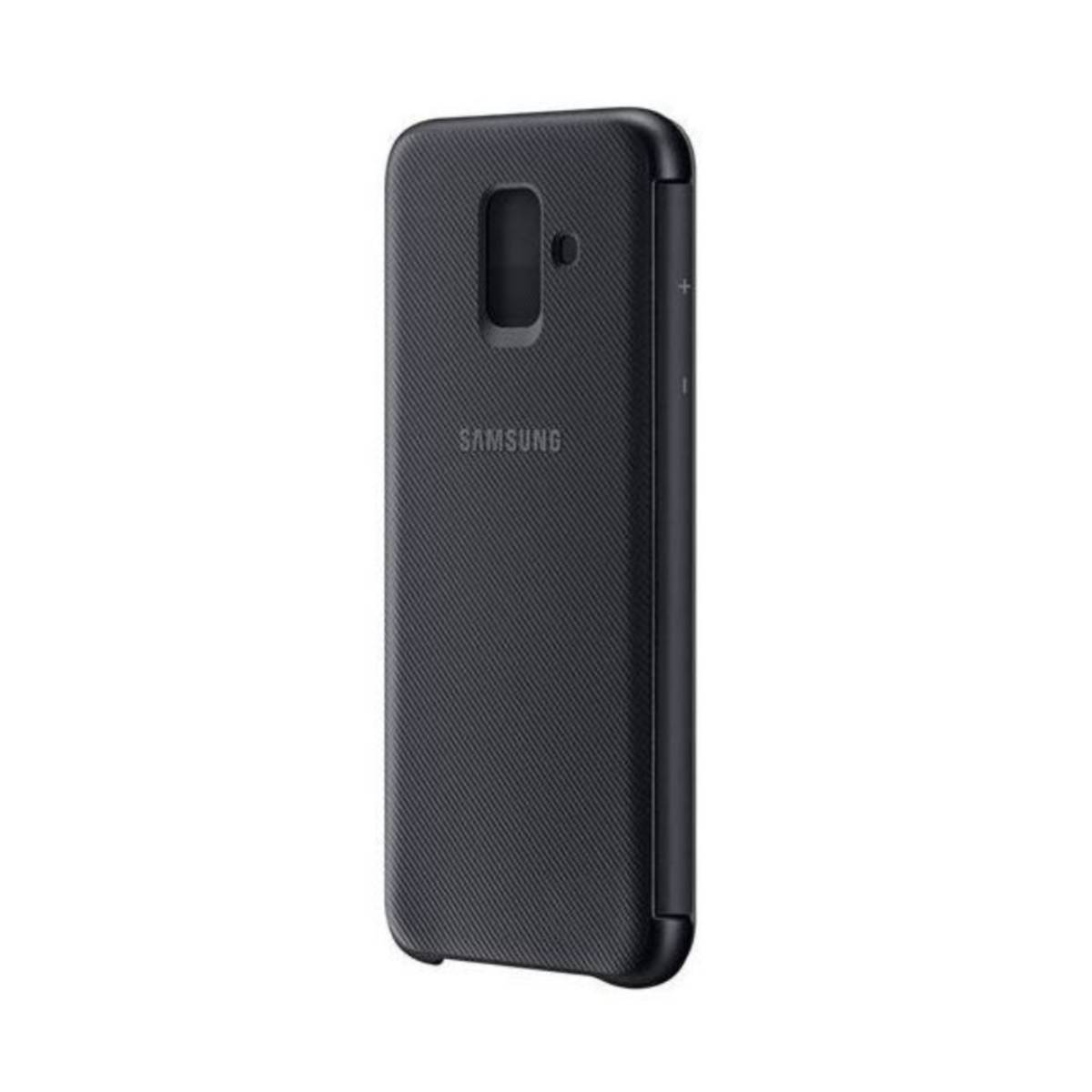 Custodia nera, retro strutturato. Testo 'SAMSUNG' visibile. Fori per fotocamera e pulsanti.