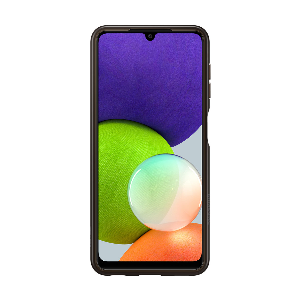 Czarny telefon z dużym ekranem wyświetlającym kolorowy, abstrakcyjny wzór.