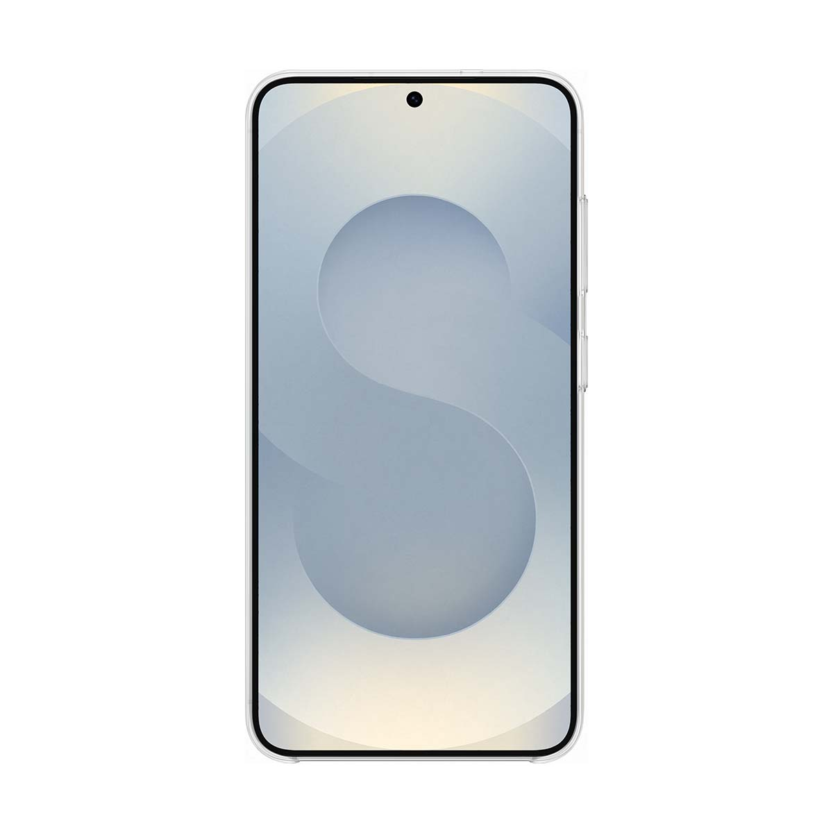 Smartphone con schermo bianco che mostra un design grigio chiaro. Il telefono è centrato su sfondo bianco.