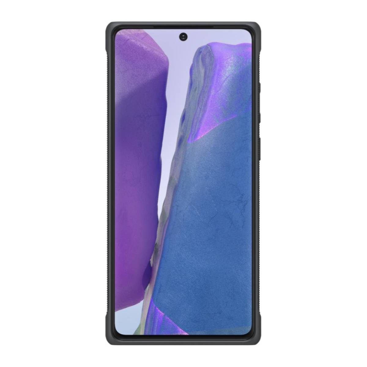 Schwarzes Telefon mit strukturierter schwarzer Hülle.