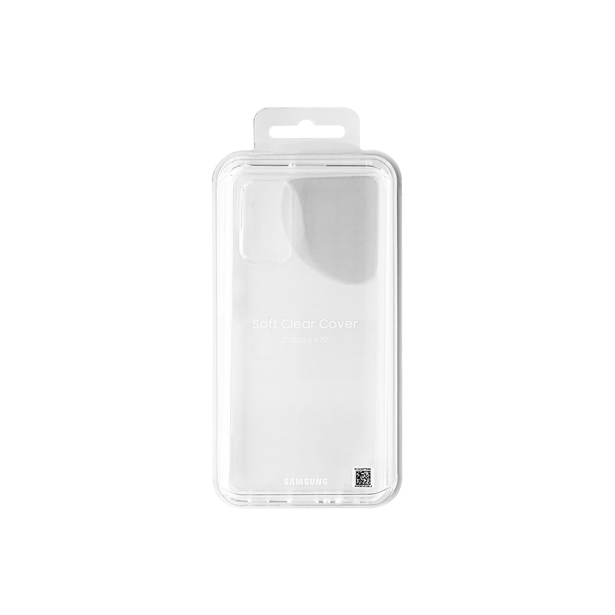 Transparente Handyhülle in Verpackung. Samsung-Logo sichtbar.