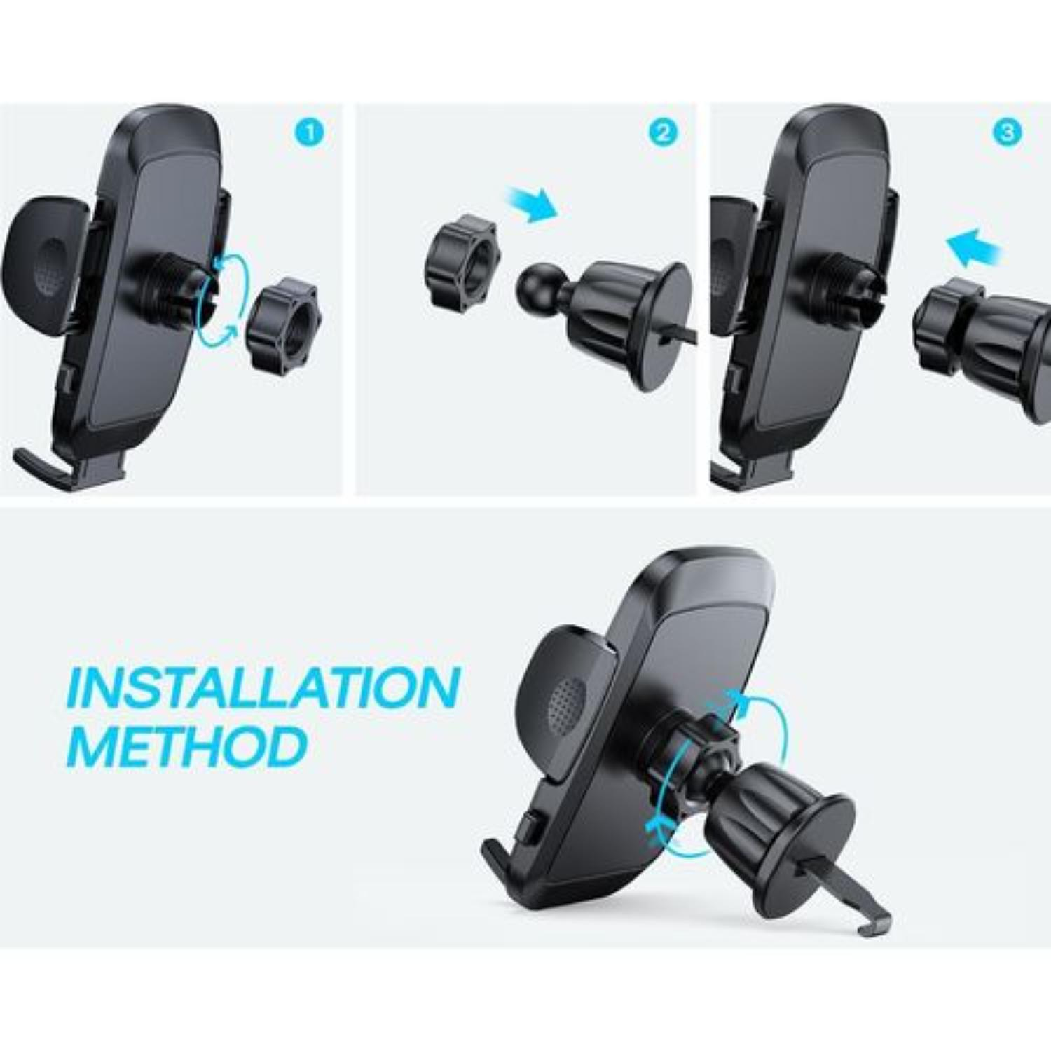 Diagramm, das die Installationsmethode eines Autotelefonhalters zeigt.