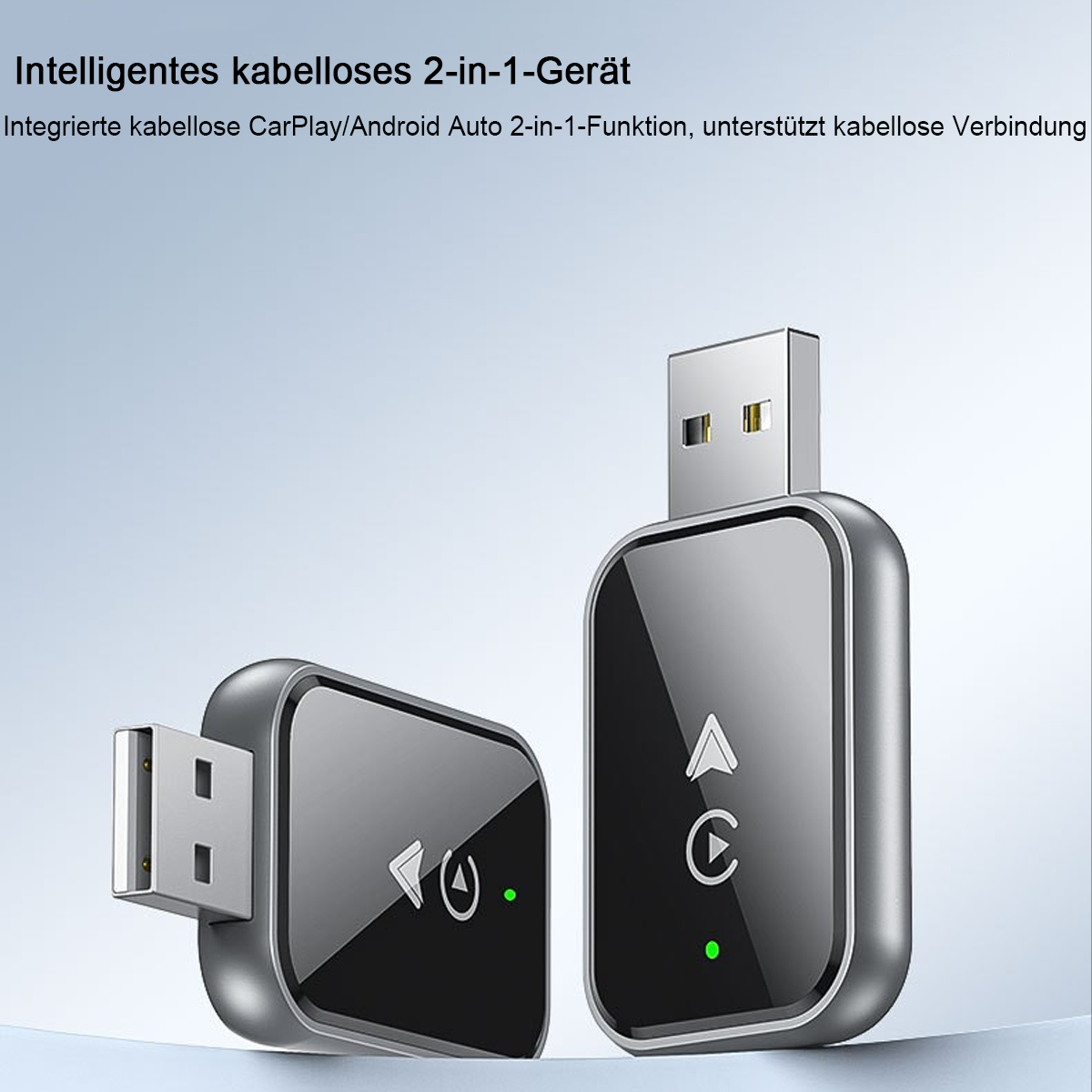 Zwei kleine schwarze Geräte mit USB-Anschlüssen.