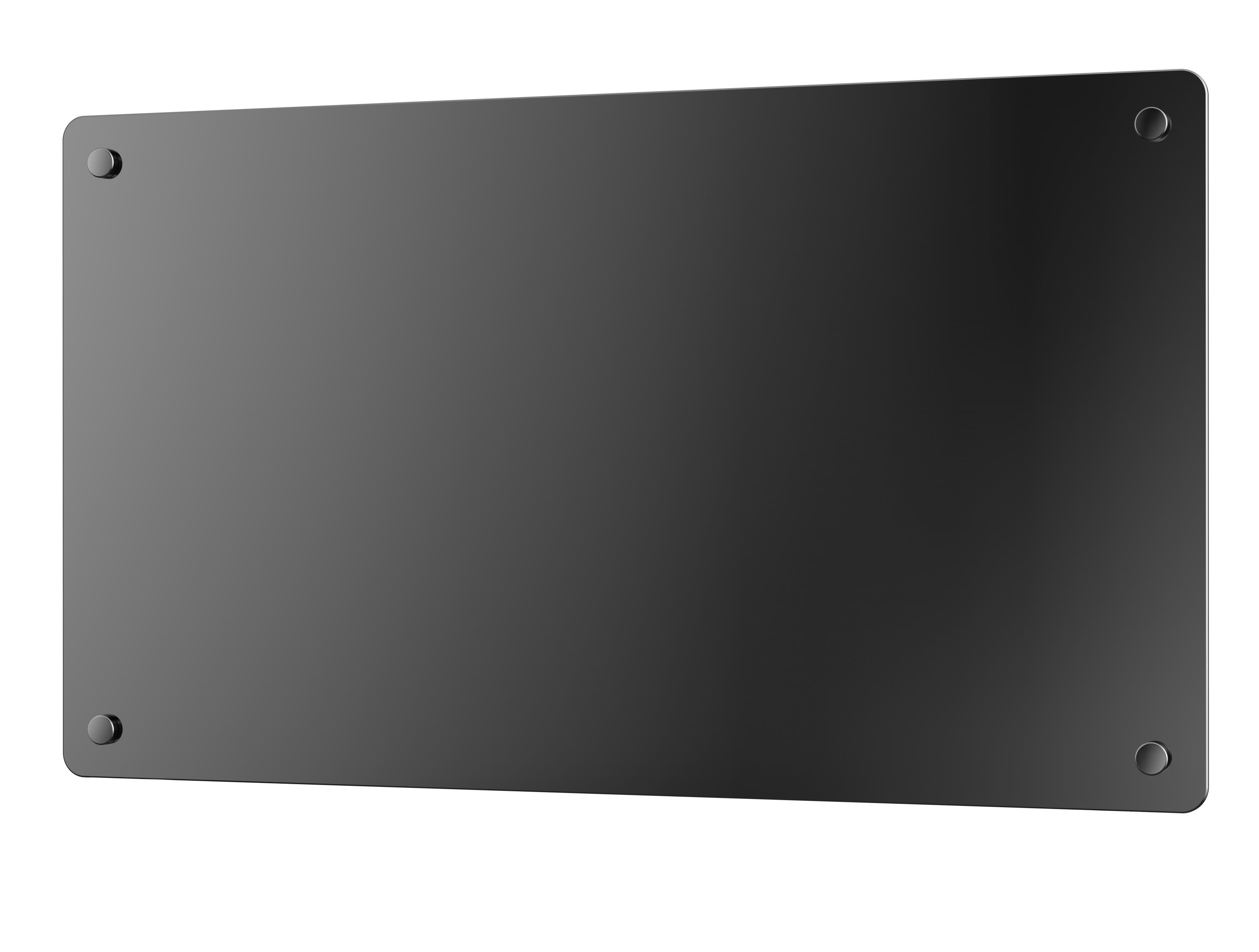 Un panel rectangular negro con esquinas redondeadas sobre un fondo blanco.