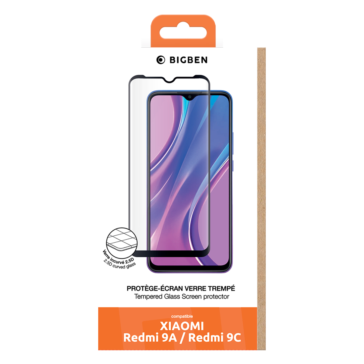 Un proteggi schermo per telefono nella confezione. È progettato per un telefono Xiaomi Redmi 9A/9C.