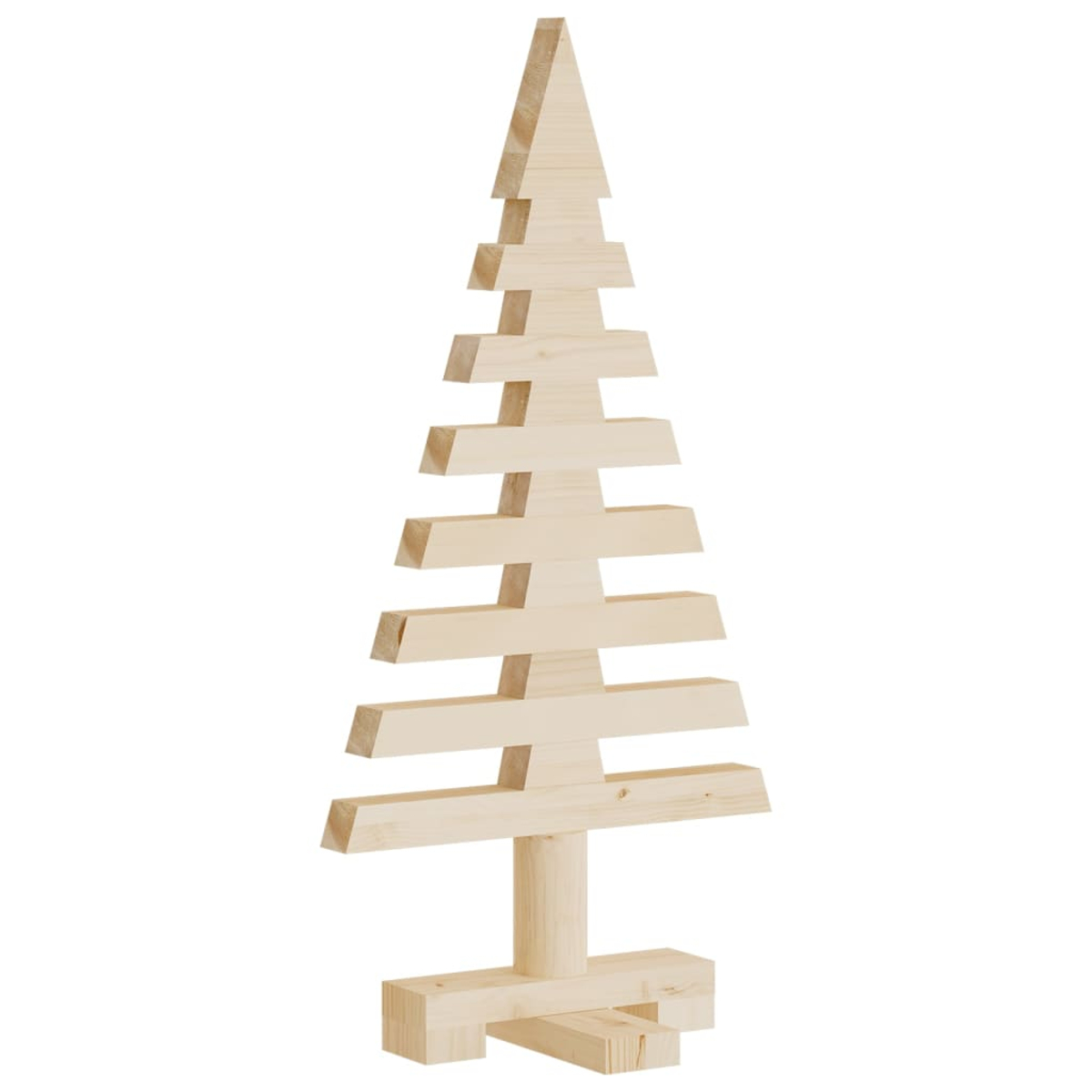 Weihnachtsbaum aus Holzblöcken. Sockel aus rechteckigen Blöcken, Baum aus Holzlatten.
