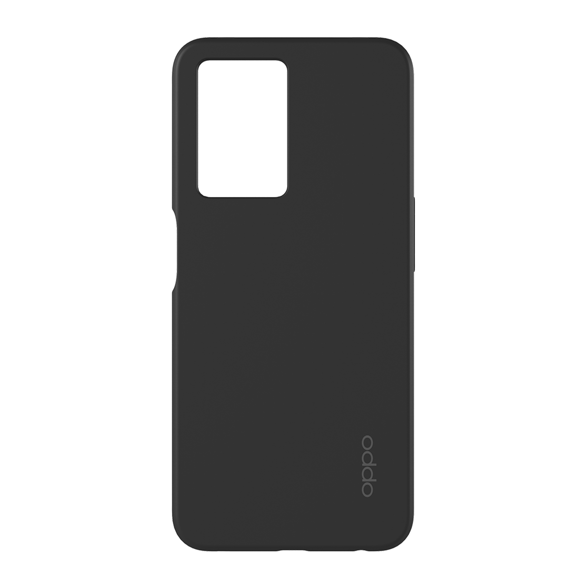 Una custodia per telefono nera con un ritaglio per la fotocamera e la parola oppo.