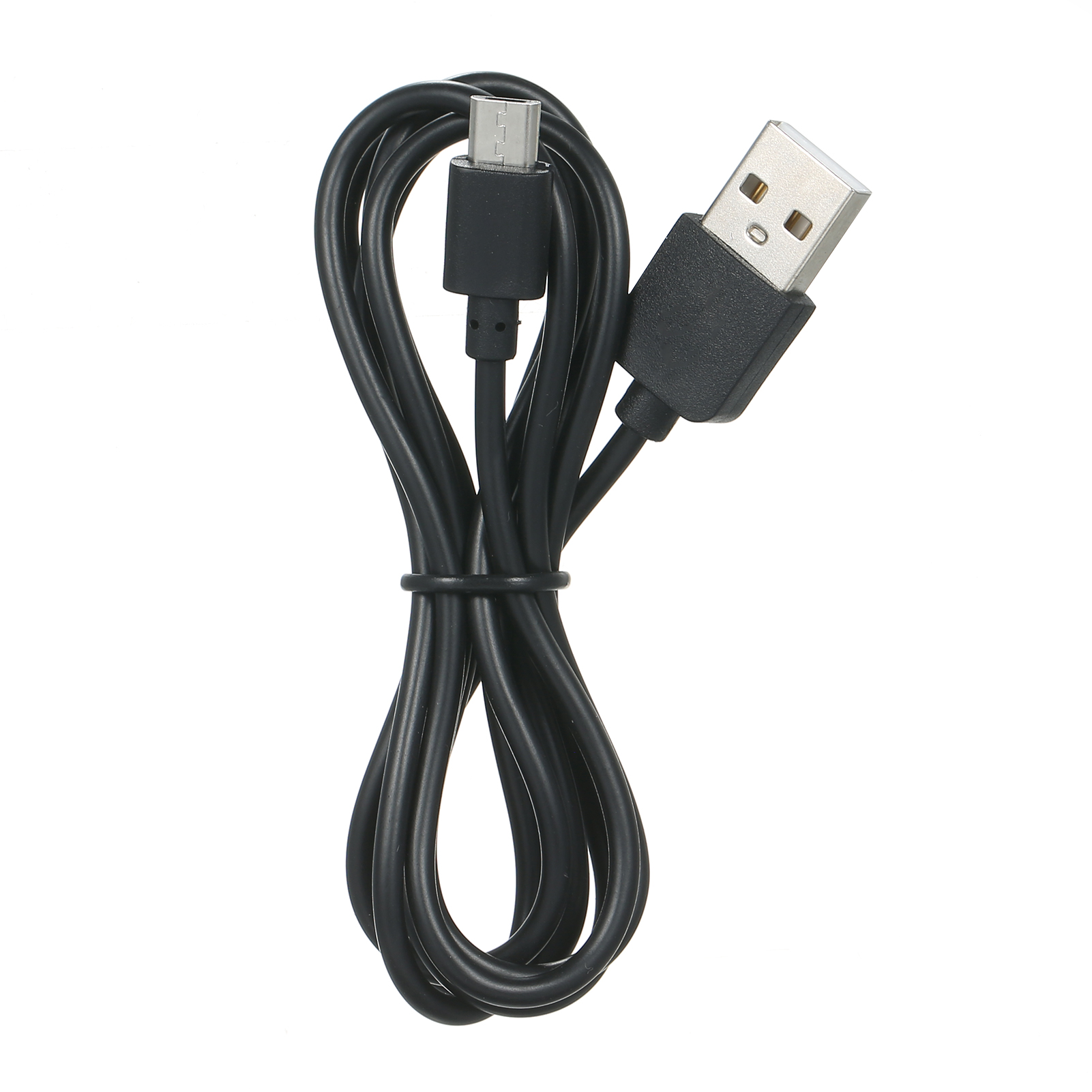 Schwarzes USB-Kabel mit Anschlüssen.