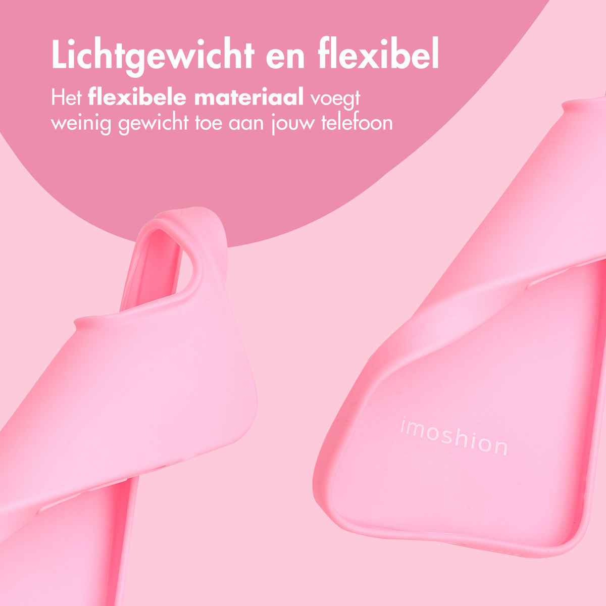 Pink phone cases close-up. One is open, the other shows the brand name. Pink background.