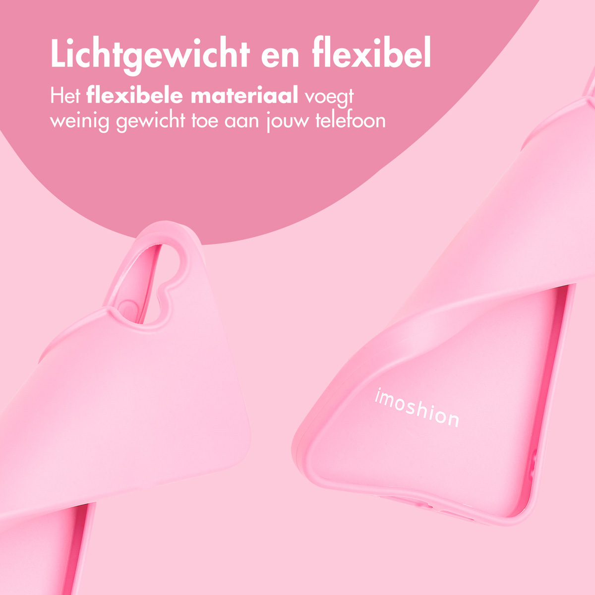 Twee roze telefoonhoesjes. Eén is open. Achtergrond is ook roze.