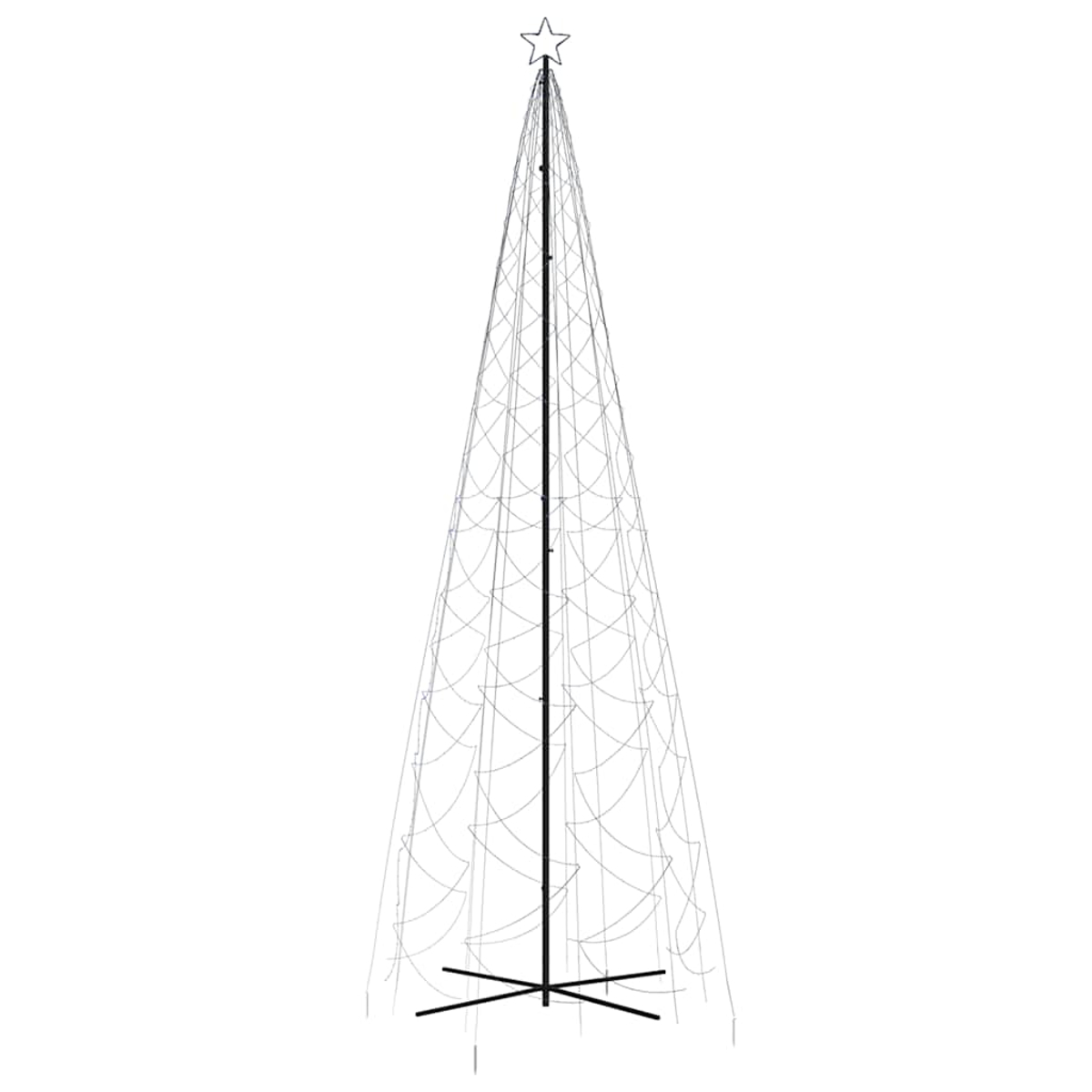 Konischer Weihnachtsbaum mit Stern oben. Struktur ohne Lichter. Weißer Hintergrund.
