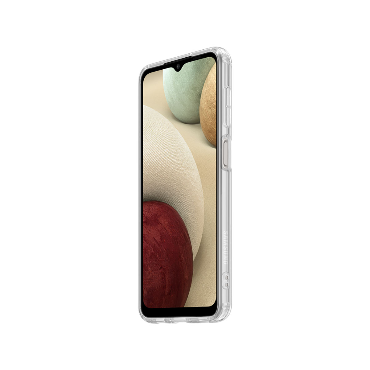 Un étui de téléphone transparent tenant un téléphone avec un fond coloré. L'étui est transparent.