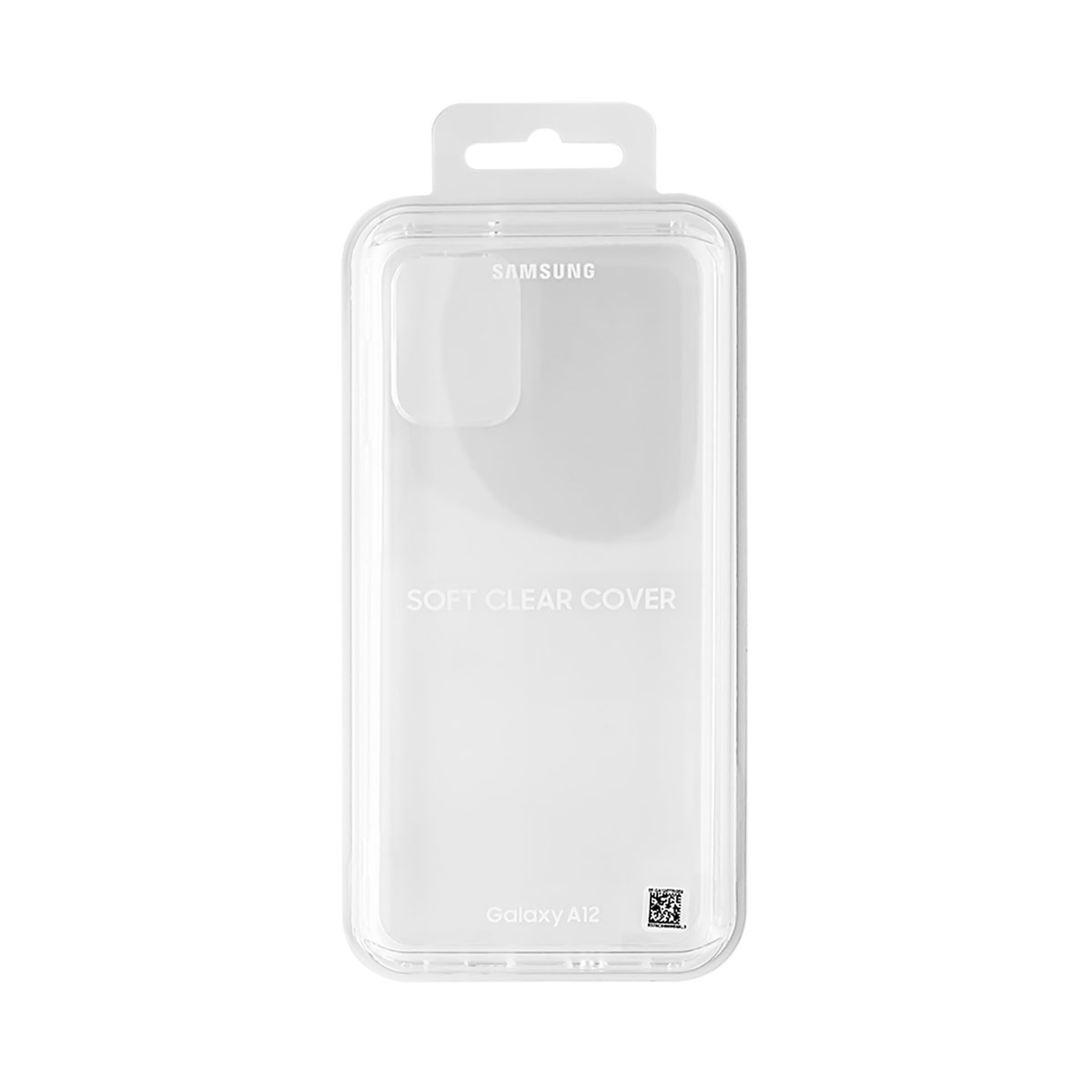 Un emballage de coque de téléphone transparent. Il a une découpe pour la caméra et les mots 'Soft Clear Cover'.