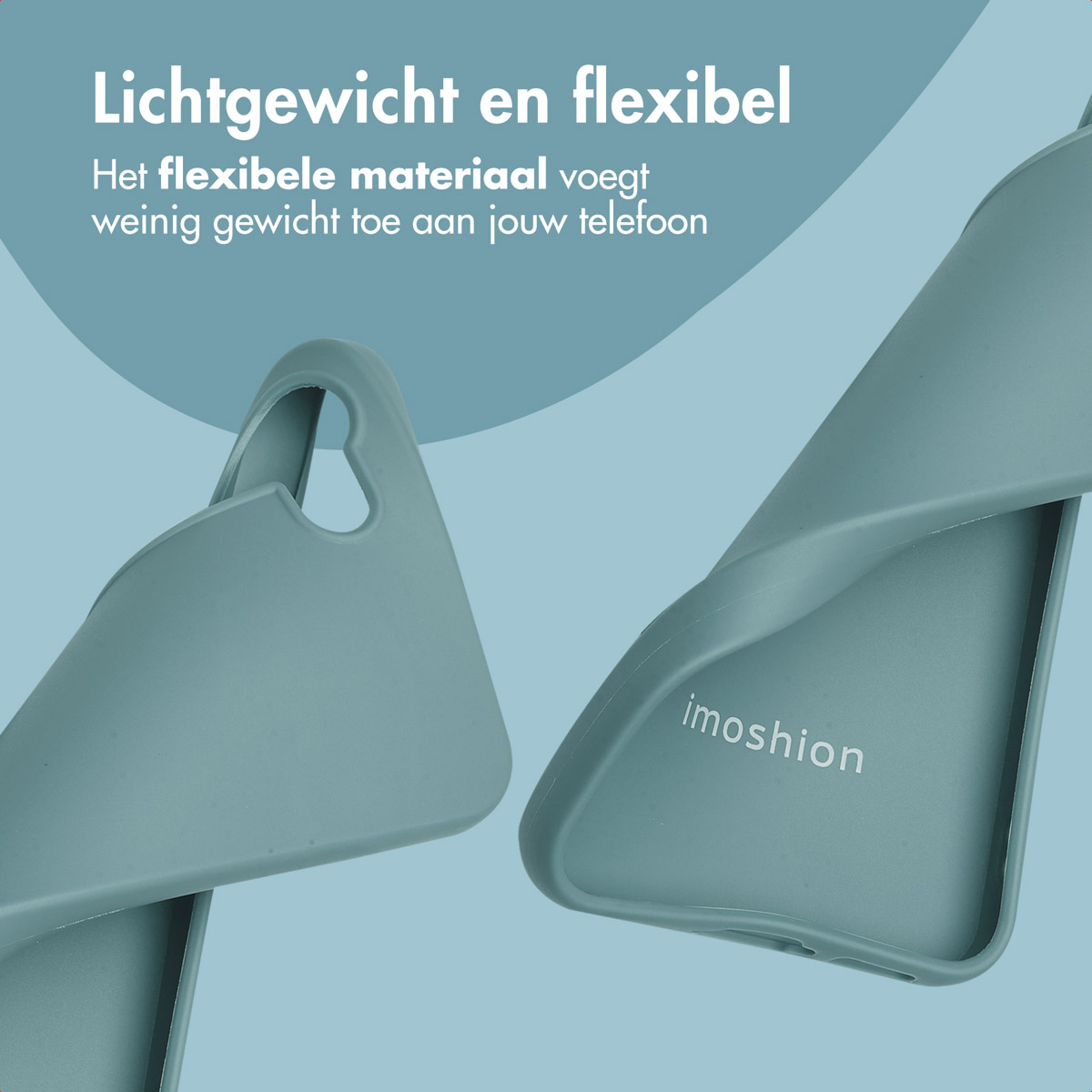 Twee telefoonhoesjes, één losgemaakt. Achtergrond is blauw. Imoshion staat op de losgemaakte.