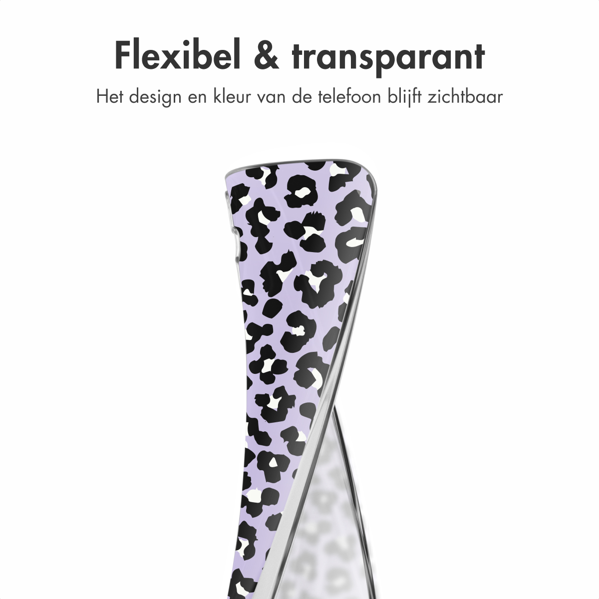 Een telefoonhoesje met een luipaardprint ontwerp.