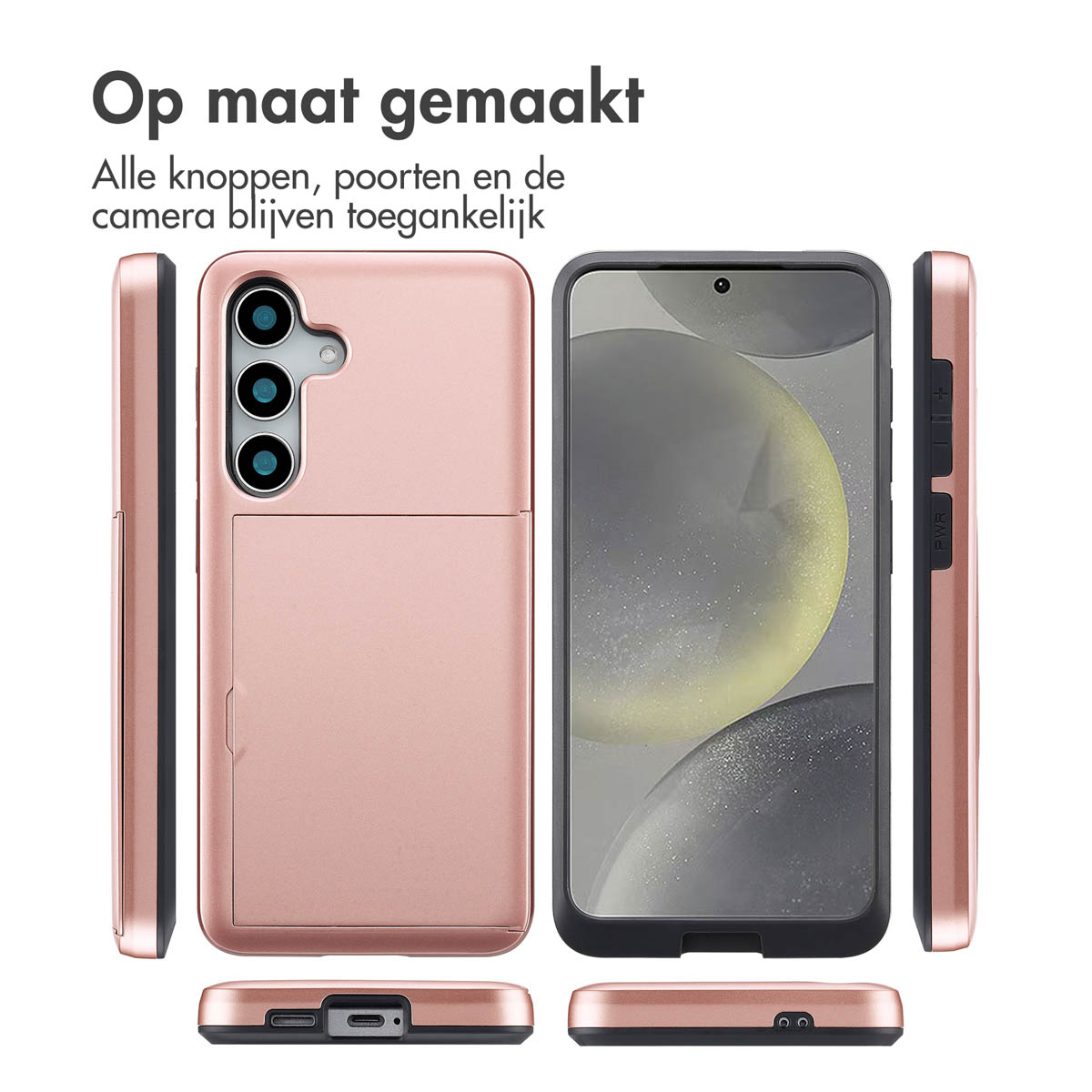 IMOSHION Backcover met pasjeshouder | Geschikt voor Samsung Galaxy S25 - Telefoonhoesje Rosé goud