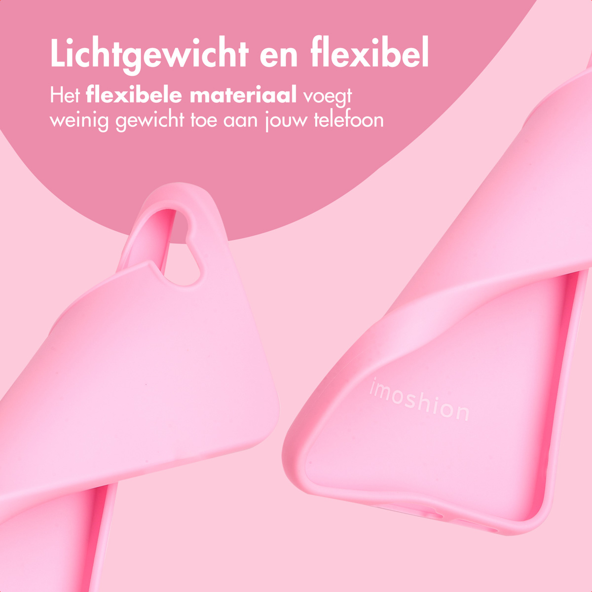 Twee roze telefoonhoesjes. De hoes is flexibel.