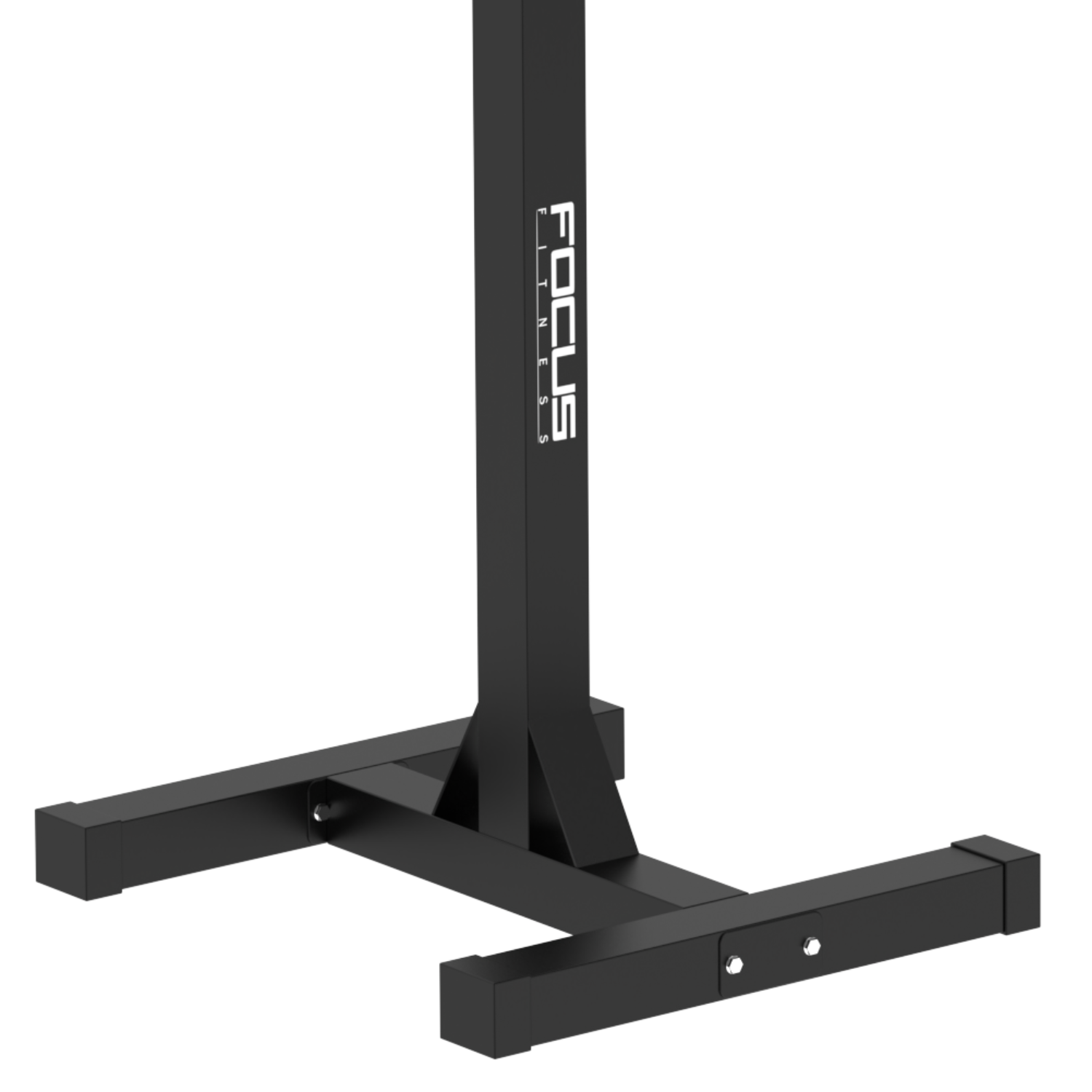 Two black Prestige 300 barbell racks stand on a white background. The Focus Fitness logo is on the rack.