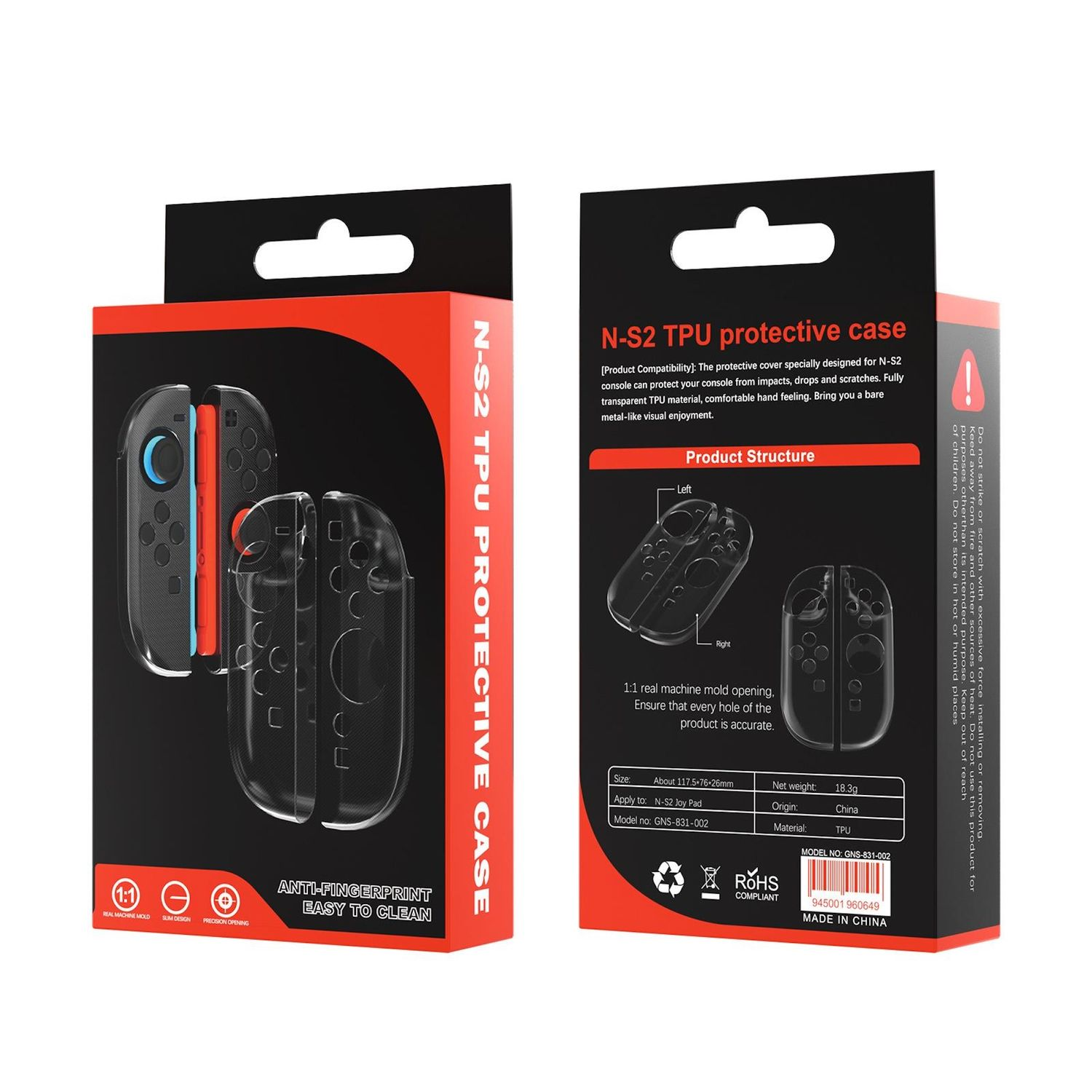 Verpackung für N-S2 TPU Schutzhülle für Nintendo Switch Joy-Cons.