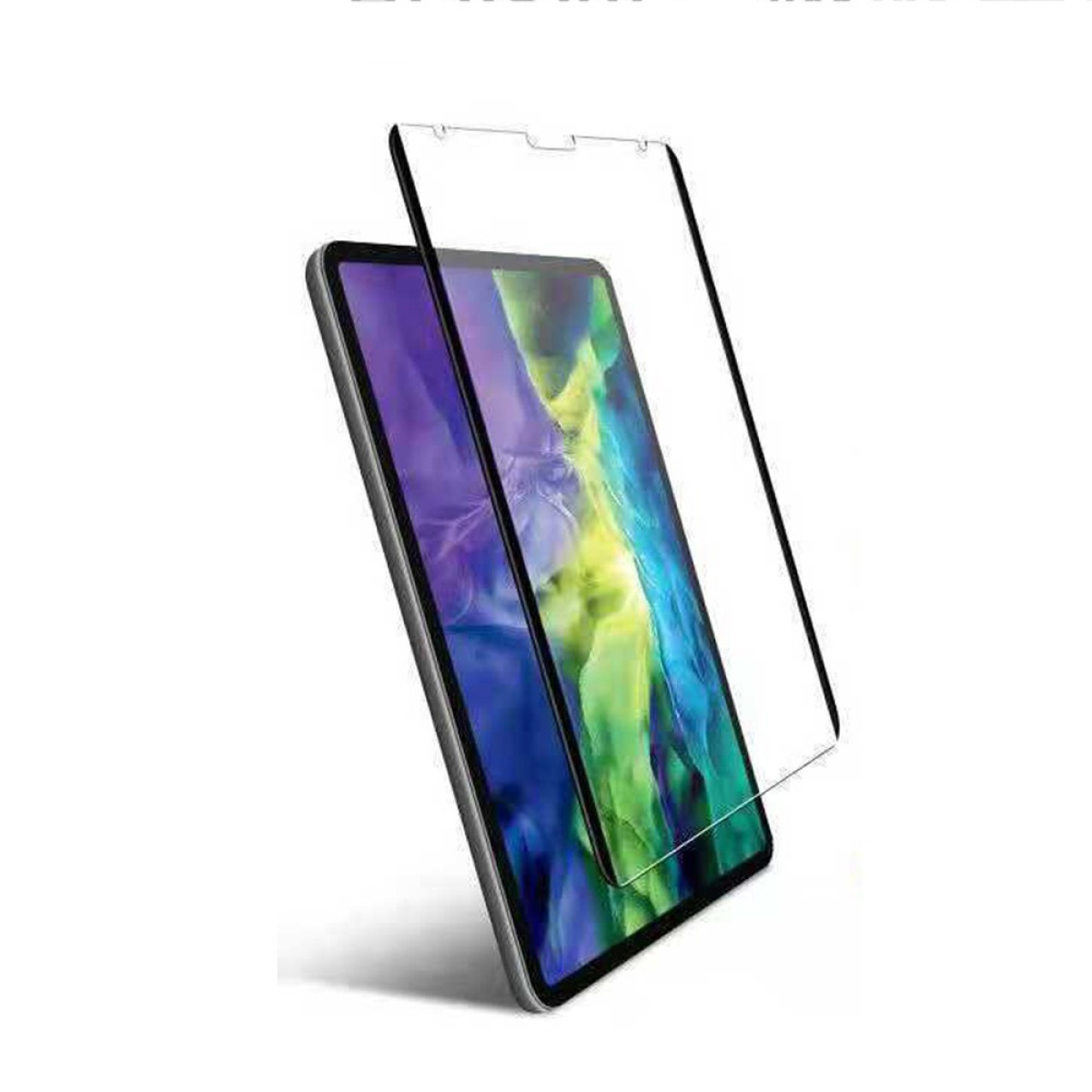 Een tablet waarbij een schermbeschermer wordt verwijderd, waardoor het apparaat zichtbaar wordt.