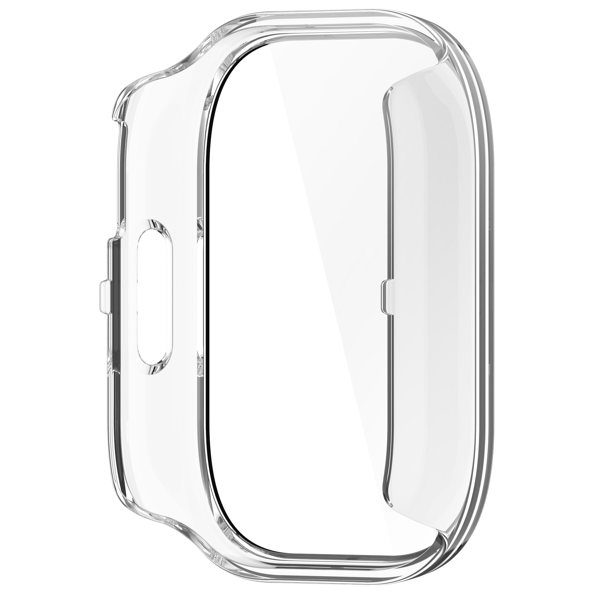 Funda protectora transparente para smartwatch, transparente y abierta.