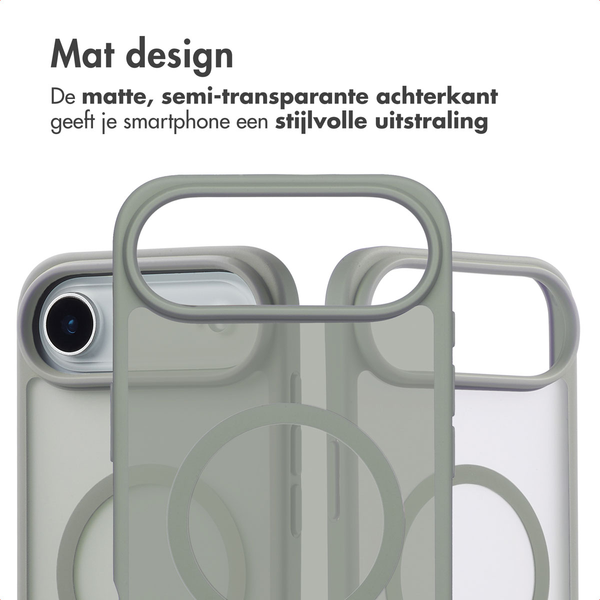 Telefoonhoesje met een mat design, die de achterkant van de telefoonhoesjes toont. De hoesjes zijn lichtgroen.