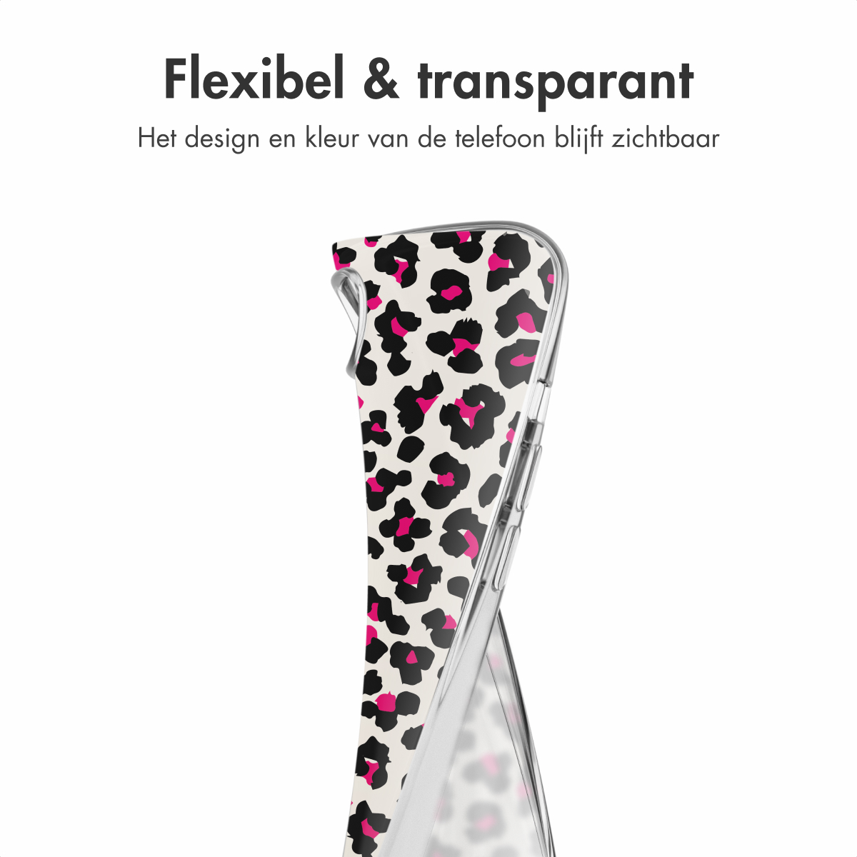 Transparente Handyhülle mit Leopardenmuster.