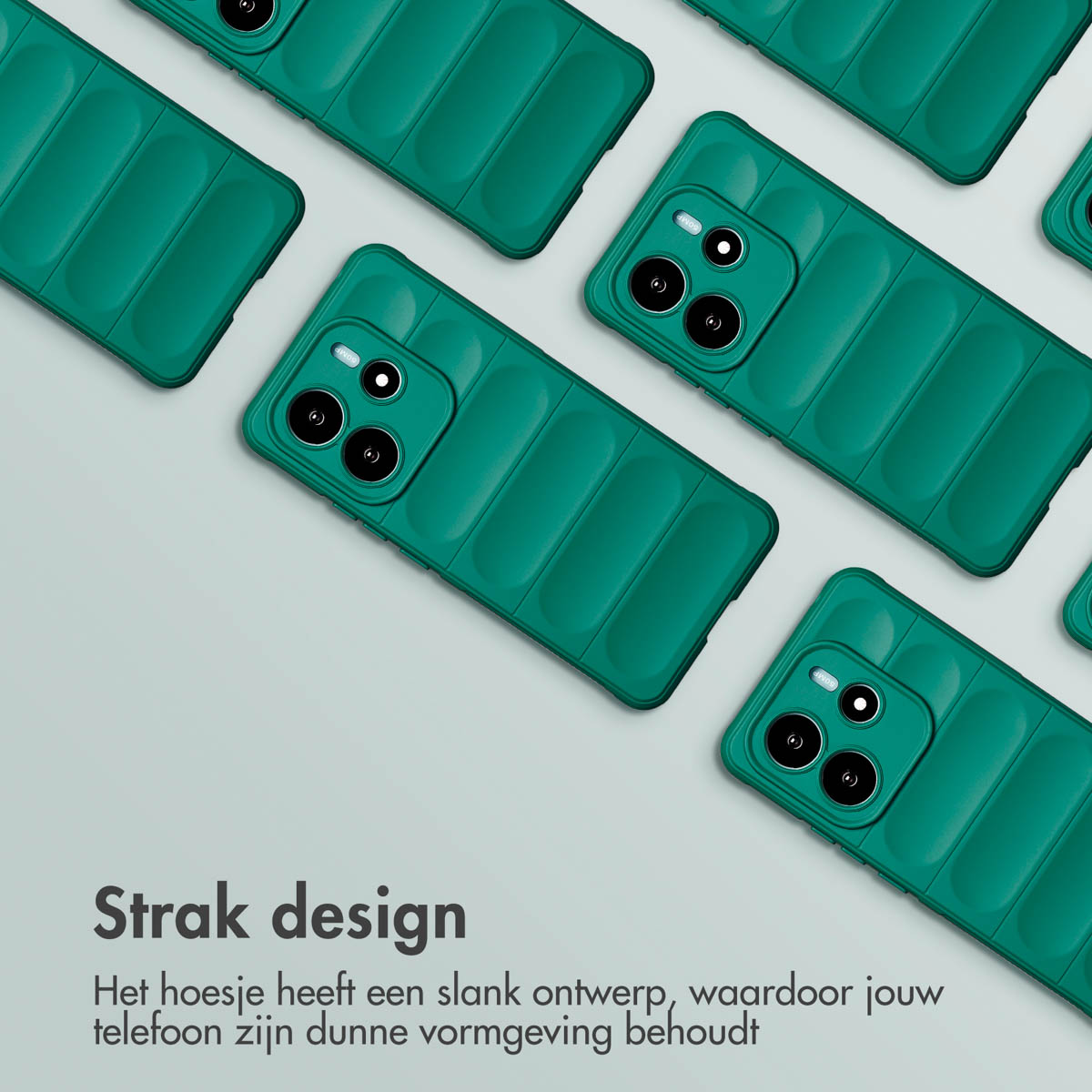 Coques de téléphone vertes. Dit 'Design élégant', 'L'étui a un design fin, gardant la forme de votre téléphone'.