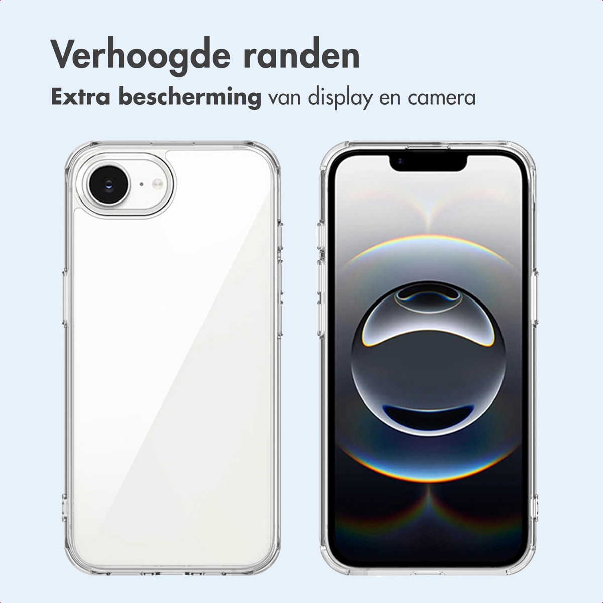 Deux coques de téléphone transparentes, une avec un téléphone à l'intérieur.