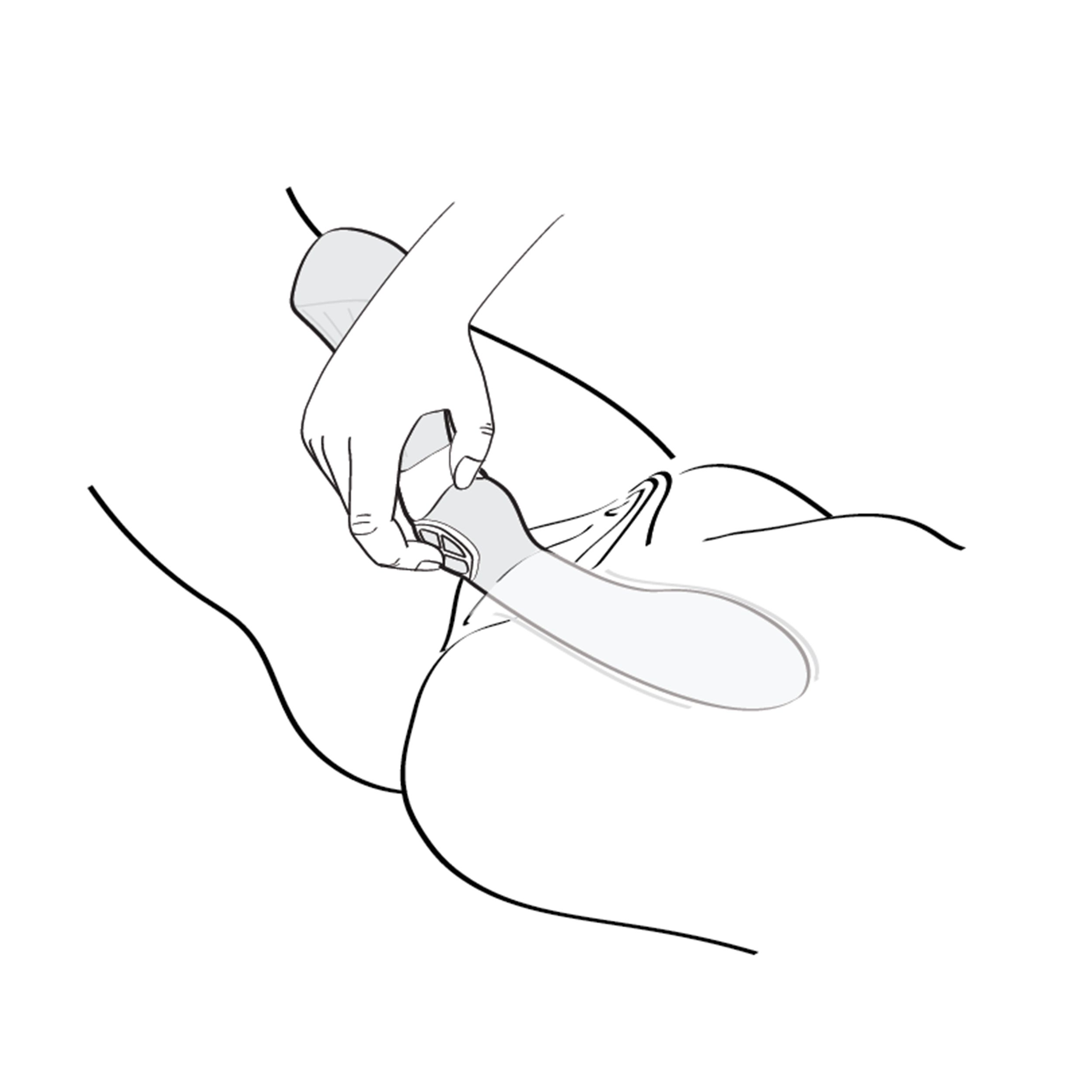 Ilustración lineal de una mano usando un juguete sexual en la parte trasera de una persona.