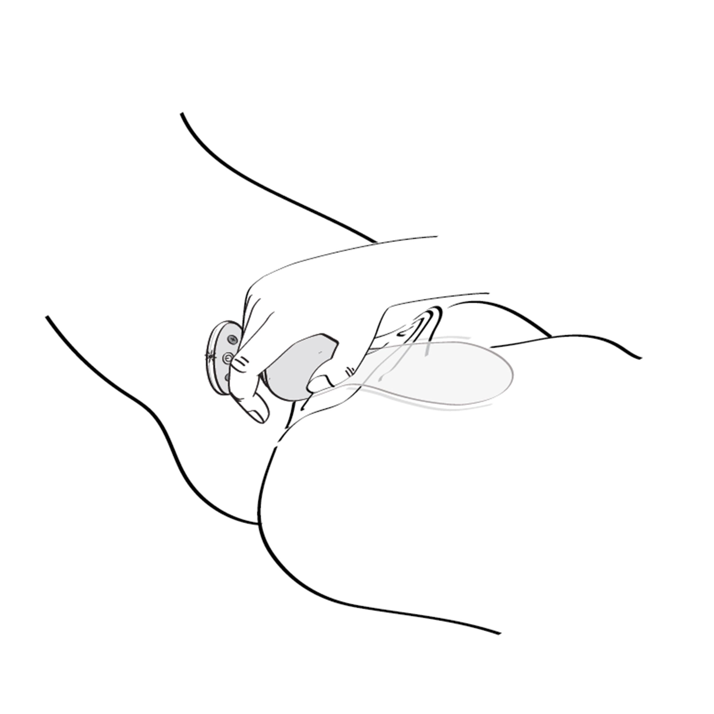 Rysunek liniowy osoby używającej zabawki erotycznej.