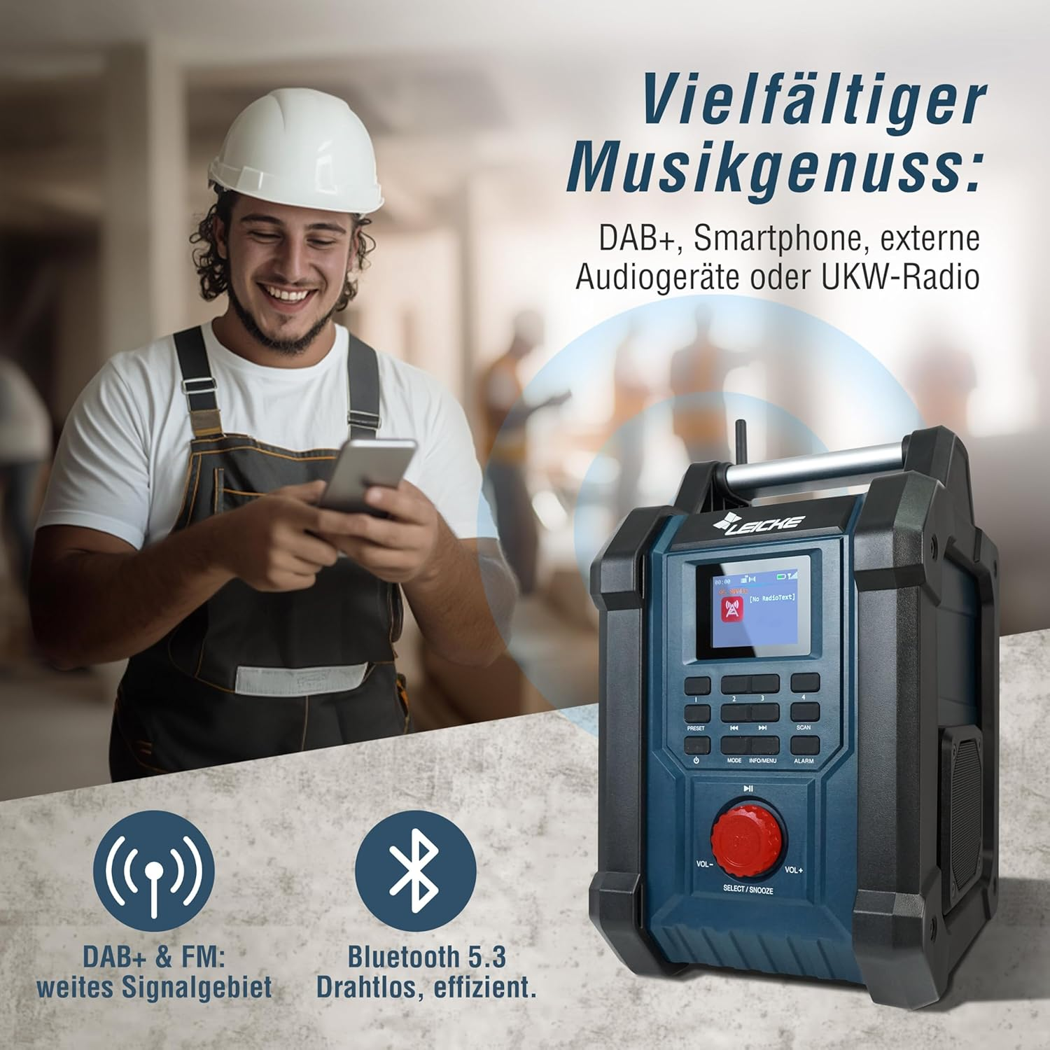 Hikoki UR18DSDLW4Z Accu bouwradio - DAB , bluetooth - 14,4 - 18V | Hevu Tools