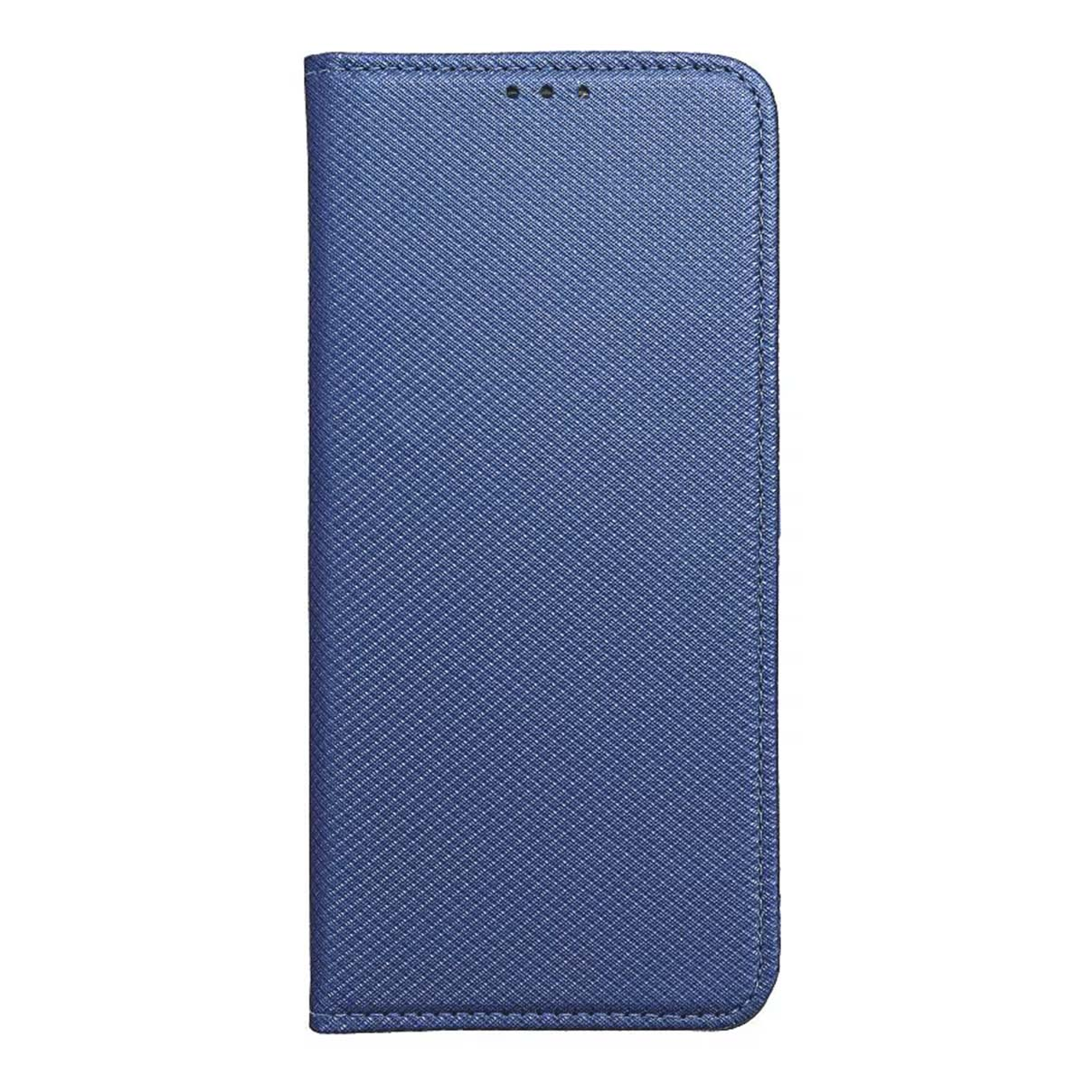 Custodia blu per telefono, chiusa, con superficie strutturata.
