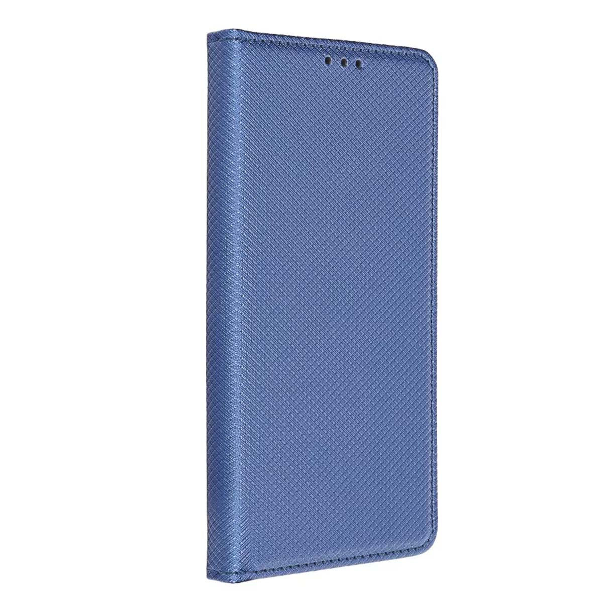 Custodia blu per telefono, chiusa, con superficie strutturata.