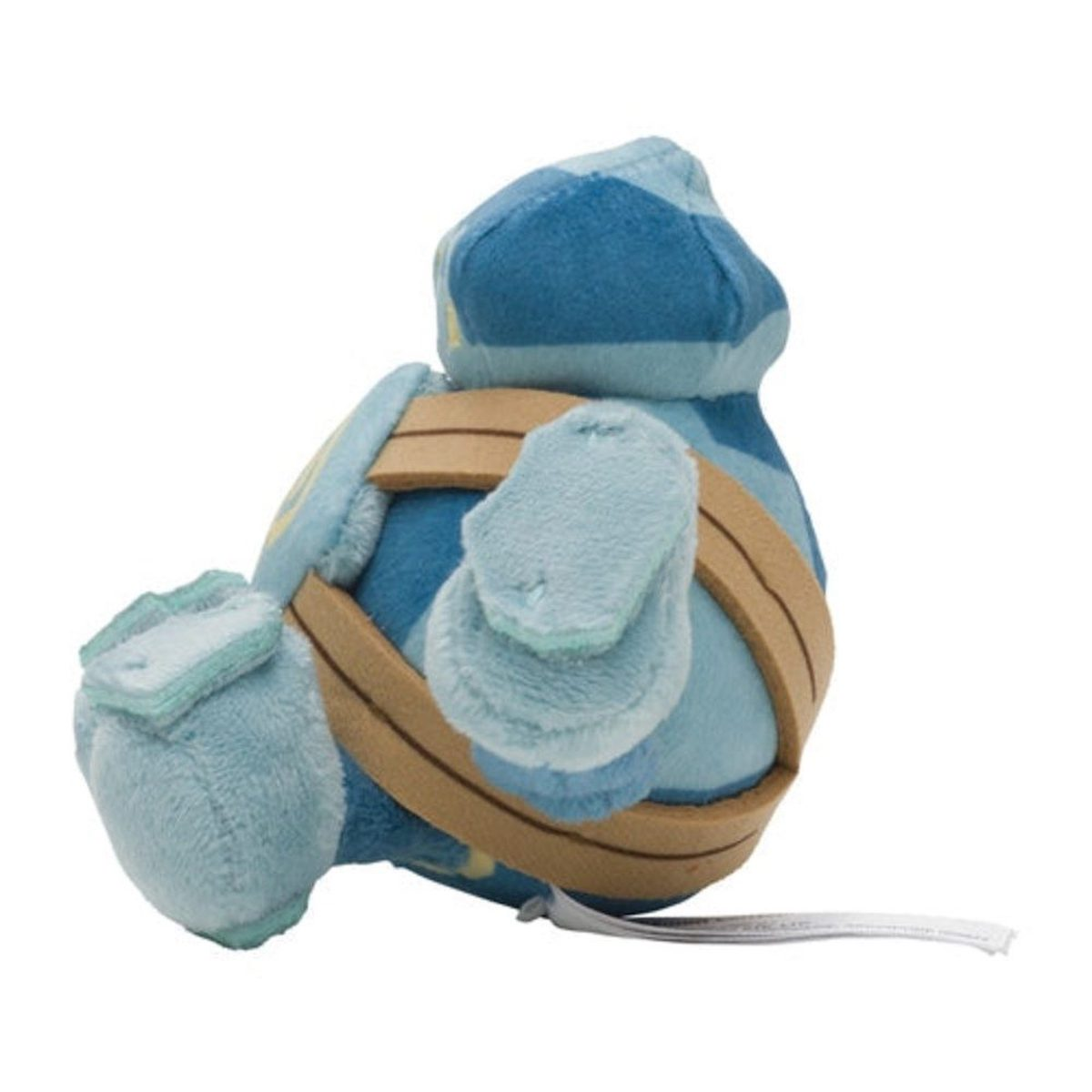 Blaues und braunes Plüschtier-Schildkrötenspielzeug, Seitenansicht.