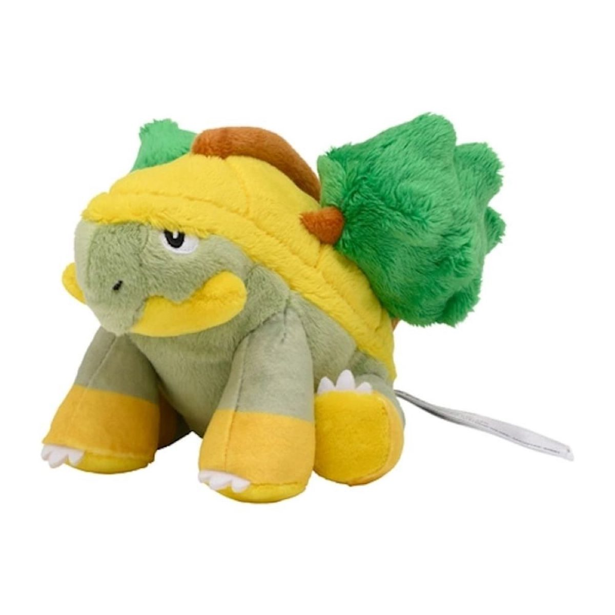Plüsch-Pokémon-Schildkröte mit gelbem Panzer und grünem Kopf, hellgrünen und gelben Akzenten.