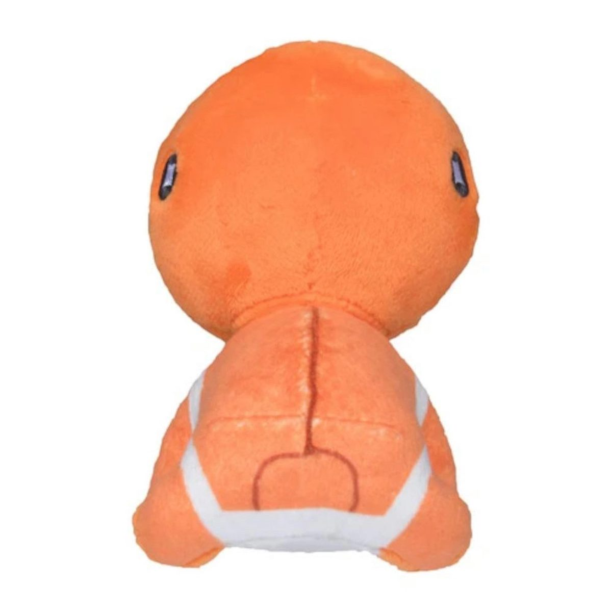 Oranges Plüschtier einer Zeichentrickfigur, von hinten gesehen.