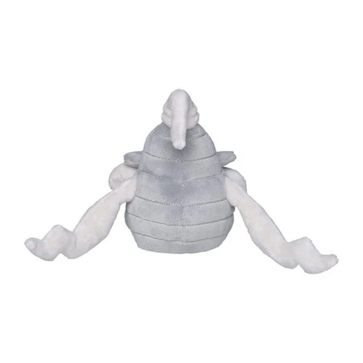 Ein graues Pokémon-Plüschtier mit weißen Gliedmaßen und einem weißen Kopf.
