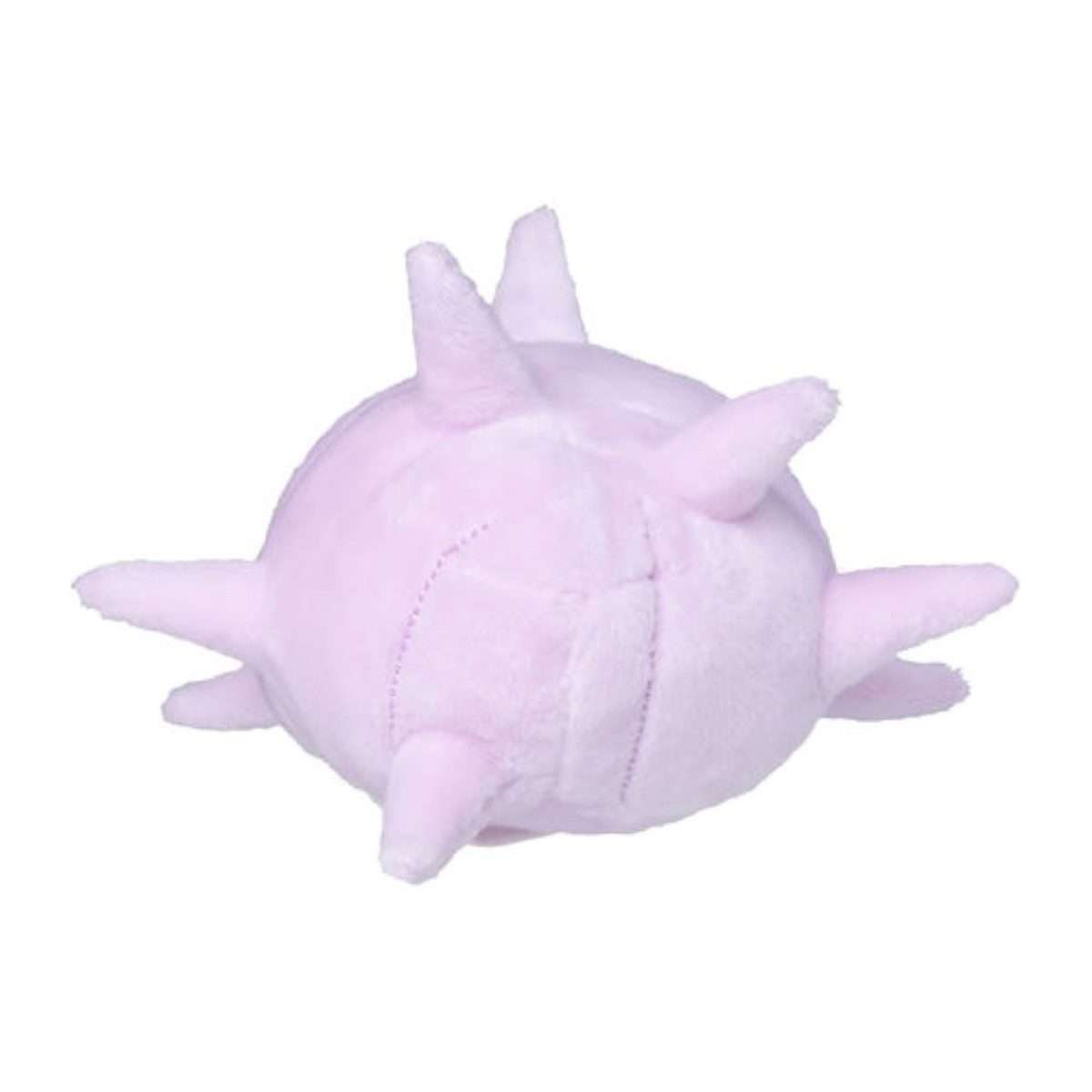 Ein rosa, stacheliger Plüschtier. Es hat sechs stachelige Vorsprünge und einen runden Körper. Es ist ein Pokemon-Spielzeug.
