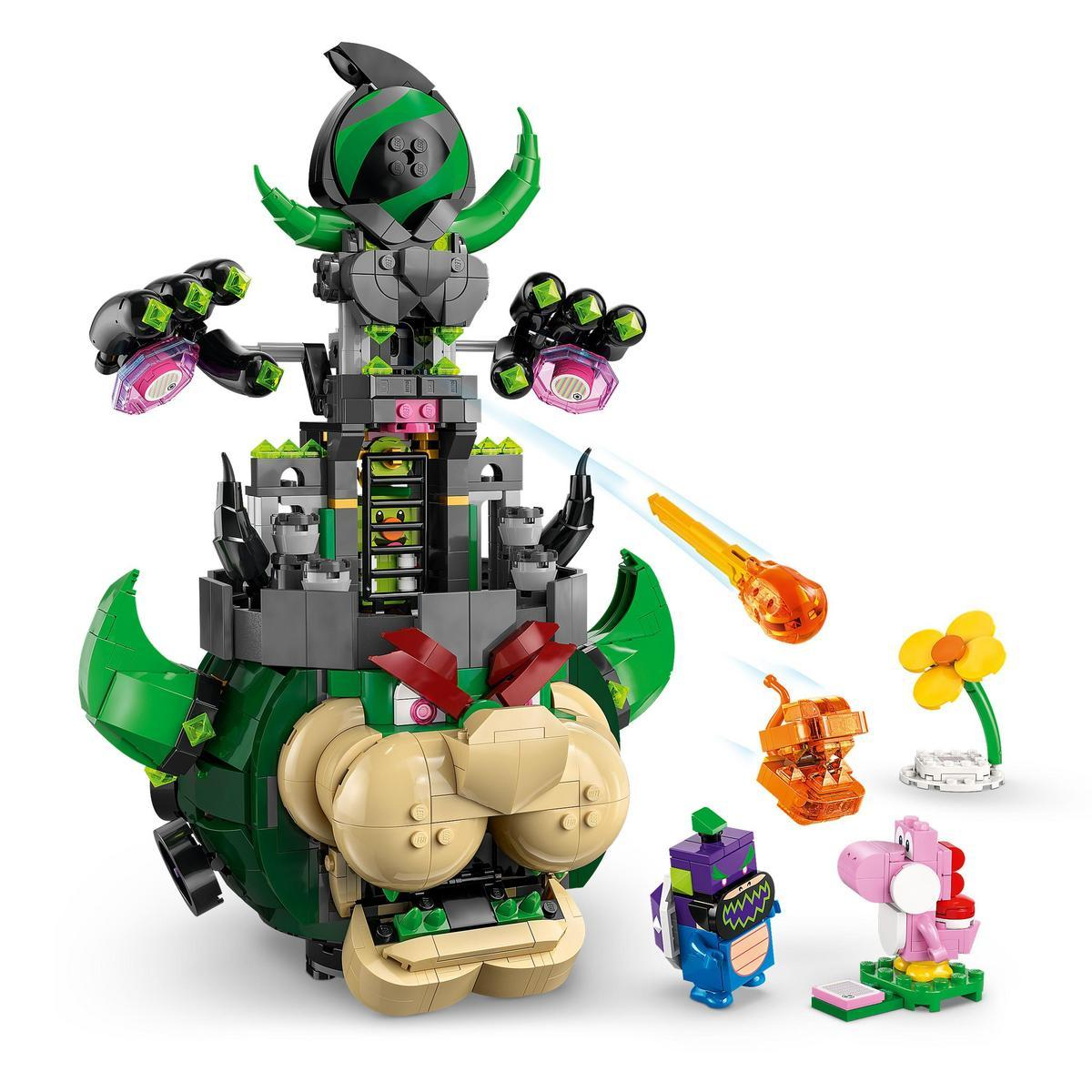 Set Lego Super Mario. Bowser e altre figure sono disposte sul set.