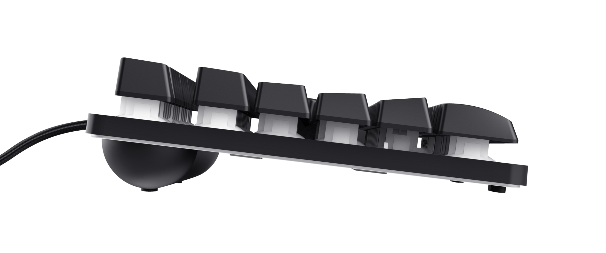 Klawisze klawiatury. Klawiatura jest czarna z białymi klawiszami. Klawisze są czarne z białymi literami.