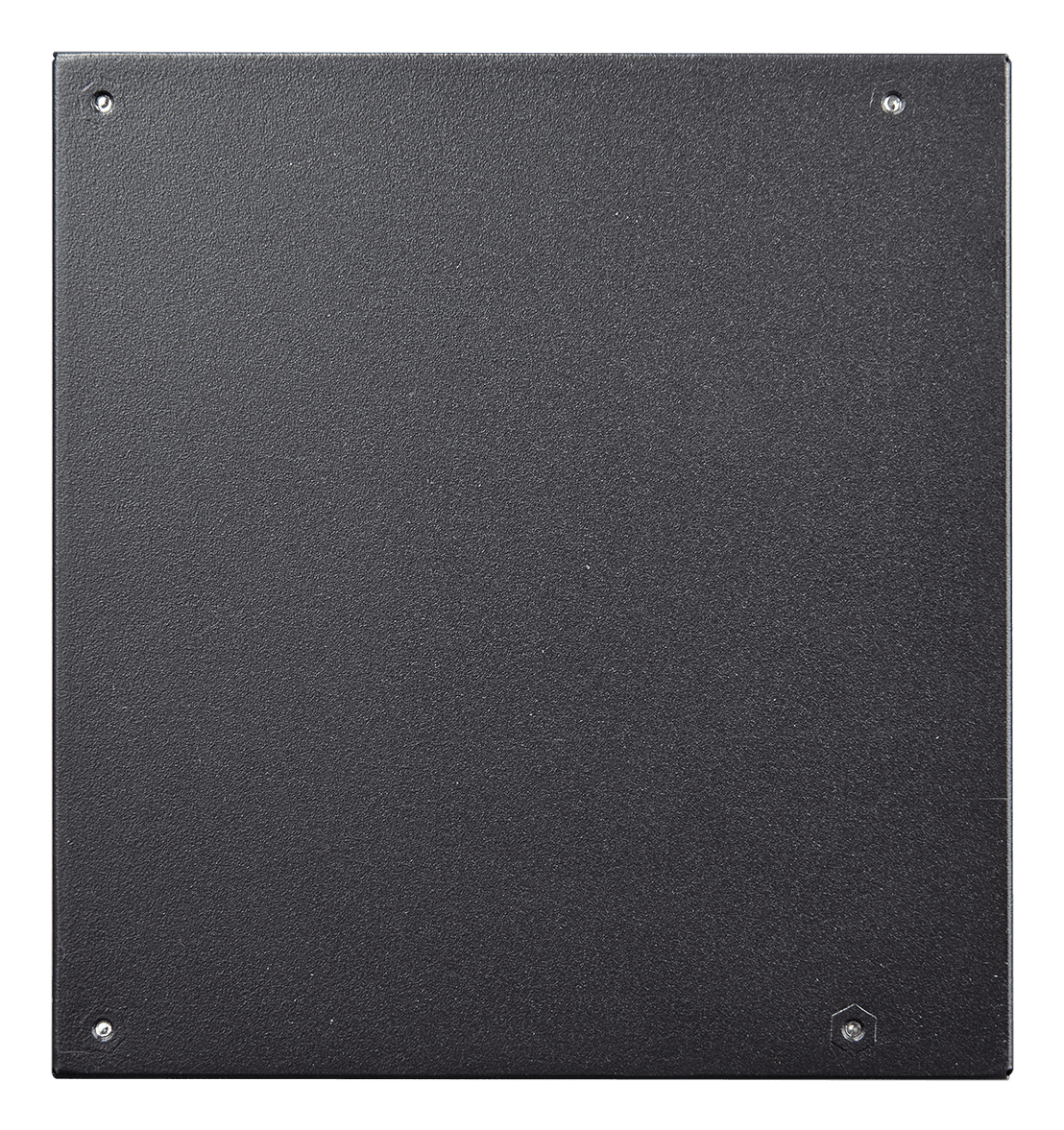 Czarny kwadrat. W każdym rogu znajdują się śruby.