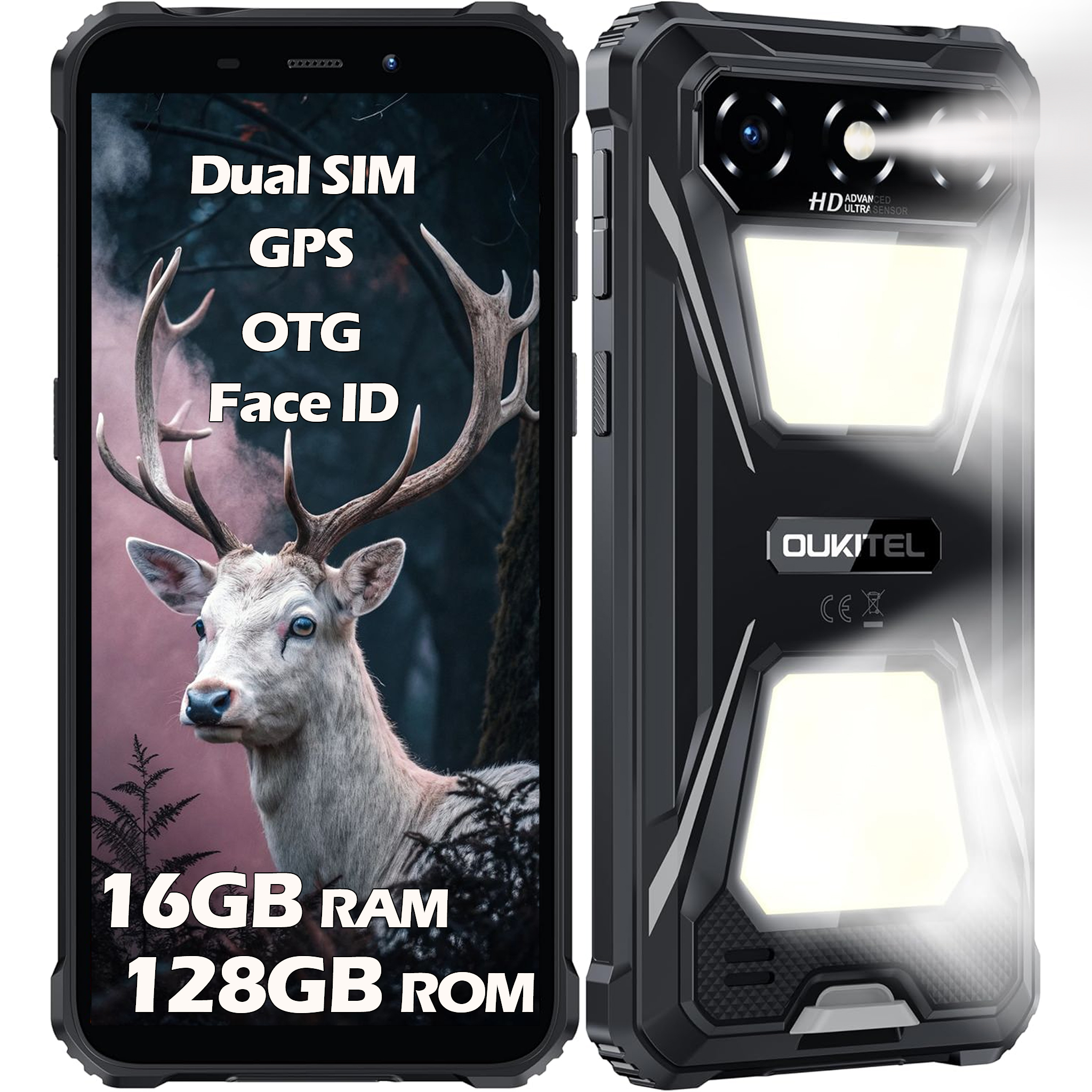 OUKITEL G5 Outdoor Smartphone – Android 14, 6300 MAh, 16GB RAM, 64GB ROM, Wasserdicht, Doppel-Campinglicht, Grün
