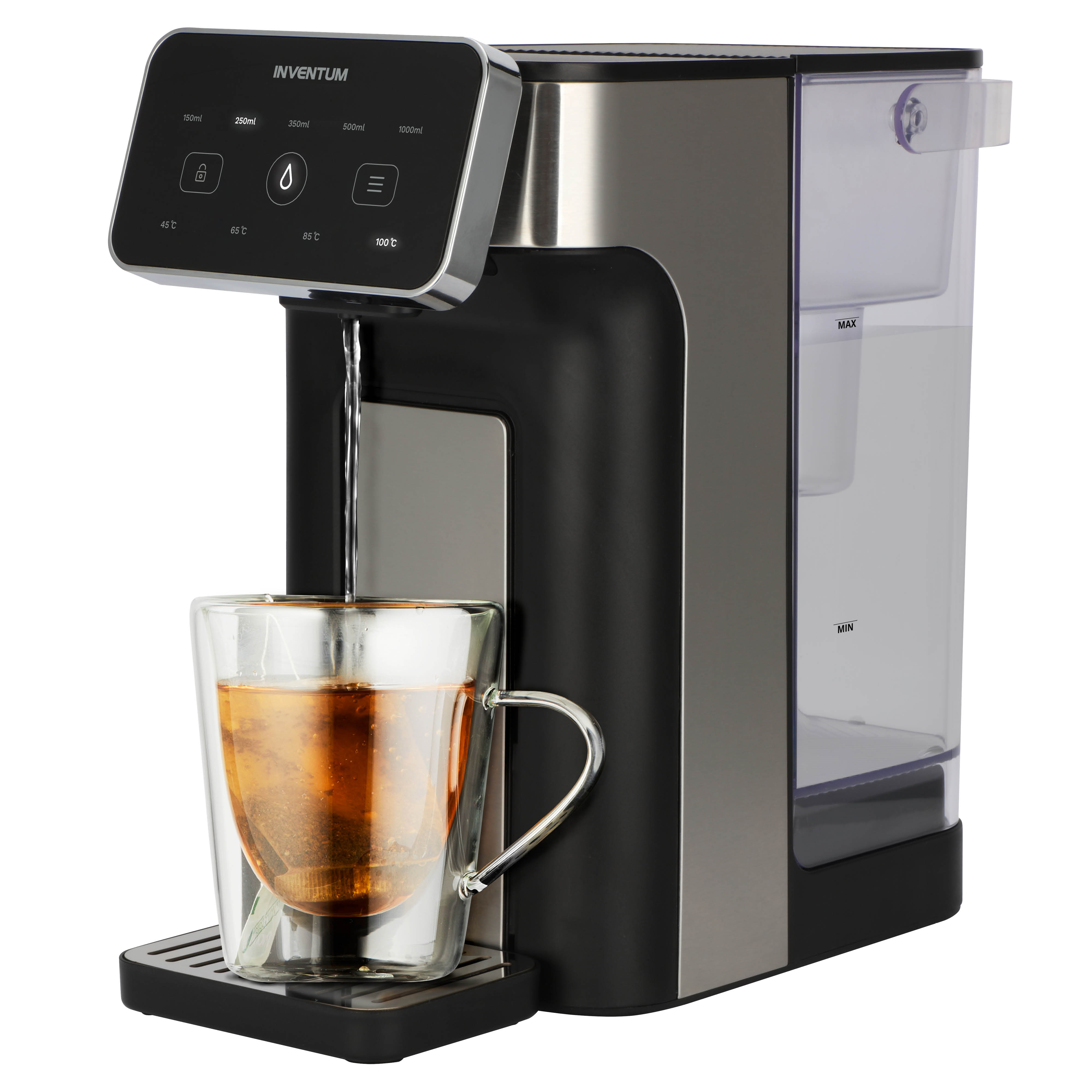 Donened - Instant warmwaterdispenser, warmwaterdispenser met waterfilter, 3 liter inhoud, temperatuuropties, touch-display, 3 seconden voor opwarmen, 25-99 °C (zwart
