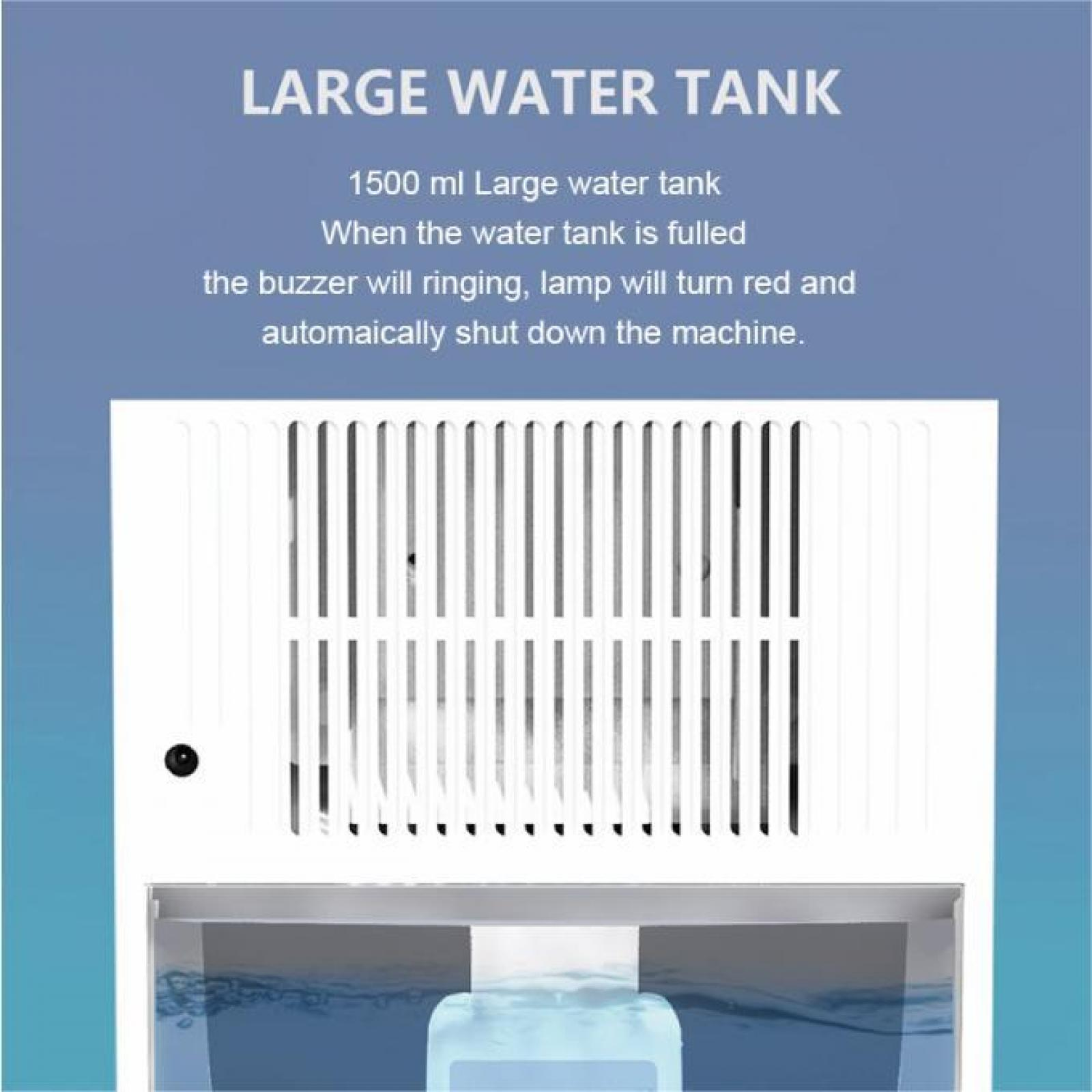 Ein Luftbefeuchter mit einem großen Wassertank, mit einer weißen Oberseite und einem transparenten blauen Tank.