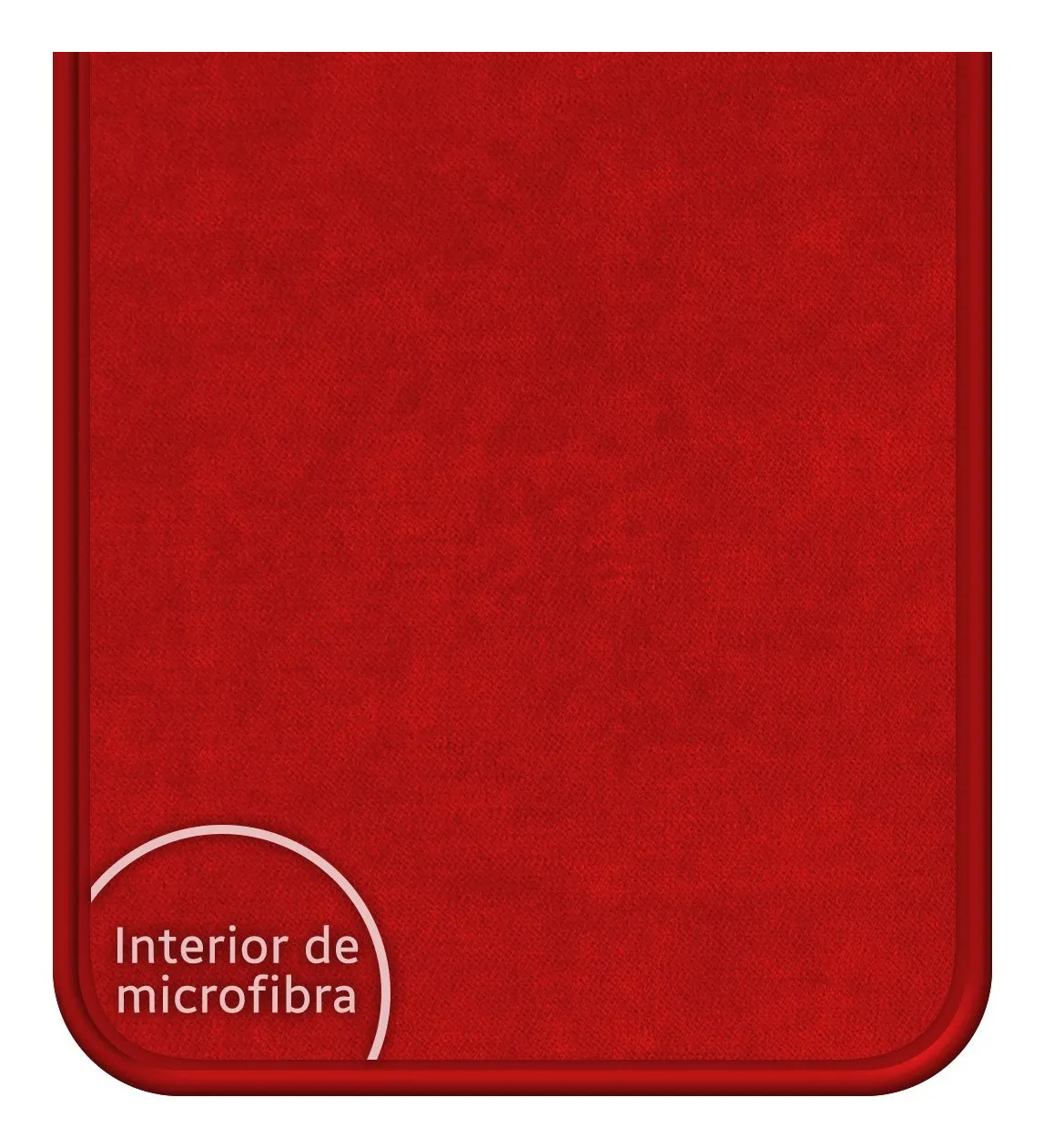 Un panno in microfibra rosso con un'etichetta bianca che dice "Interior de microfibra".