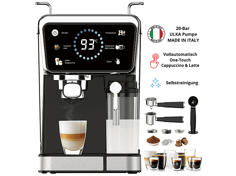 KB ELEMENTS ELK204CB Siebträgermaschine Schwarz
