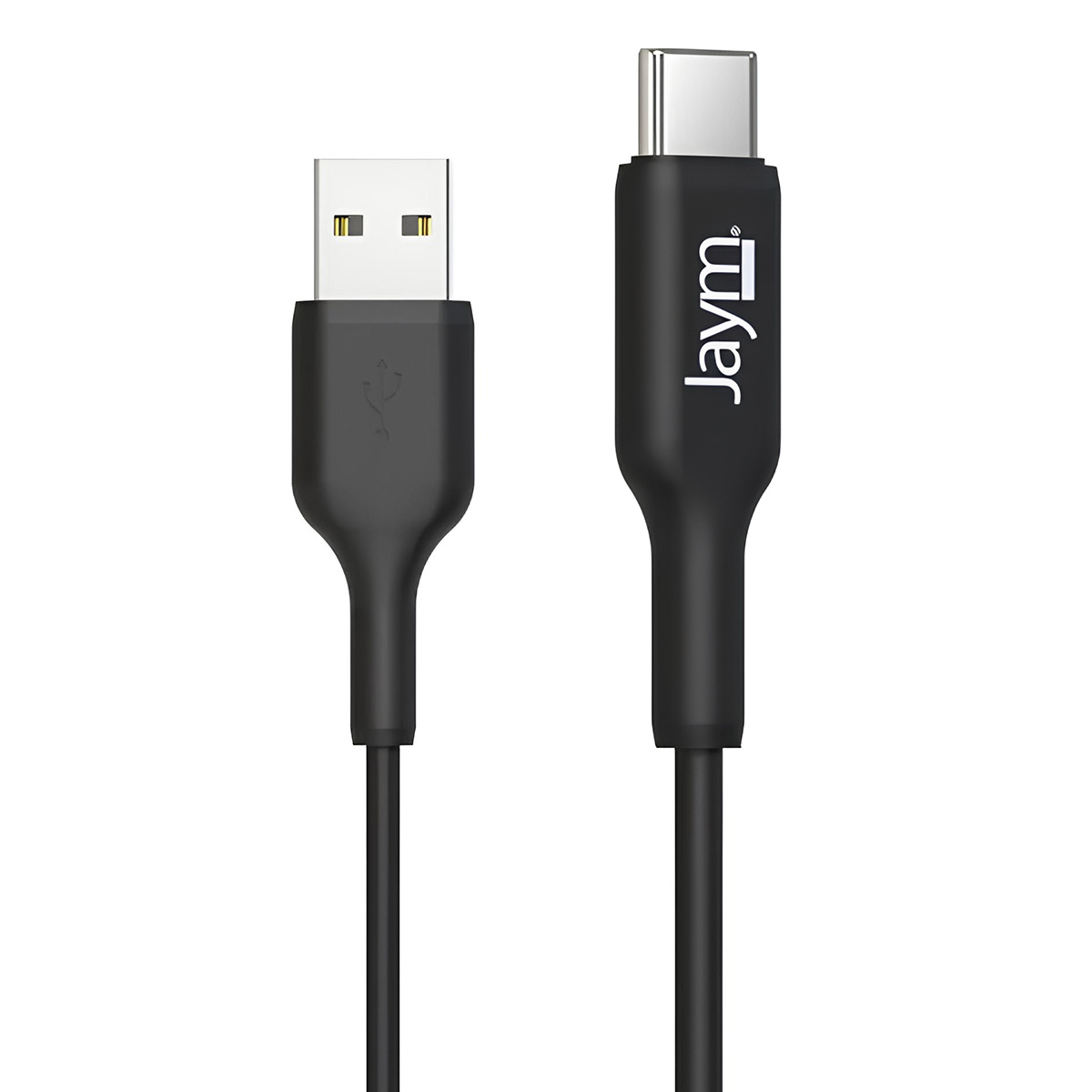 Cavo nero da USB-C a USB-A. Entrambe le estremità sono visibili.