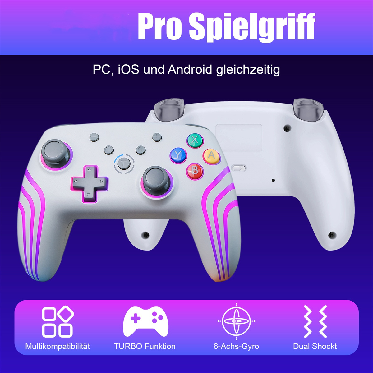 Zwei weiße Gamecontroller.