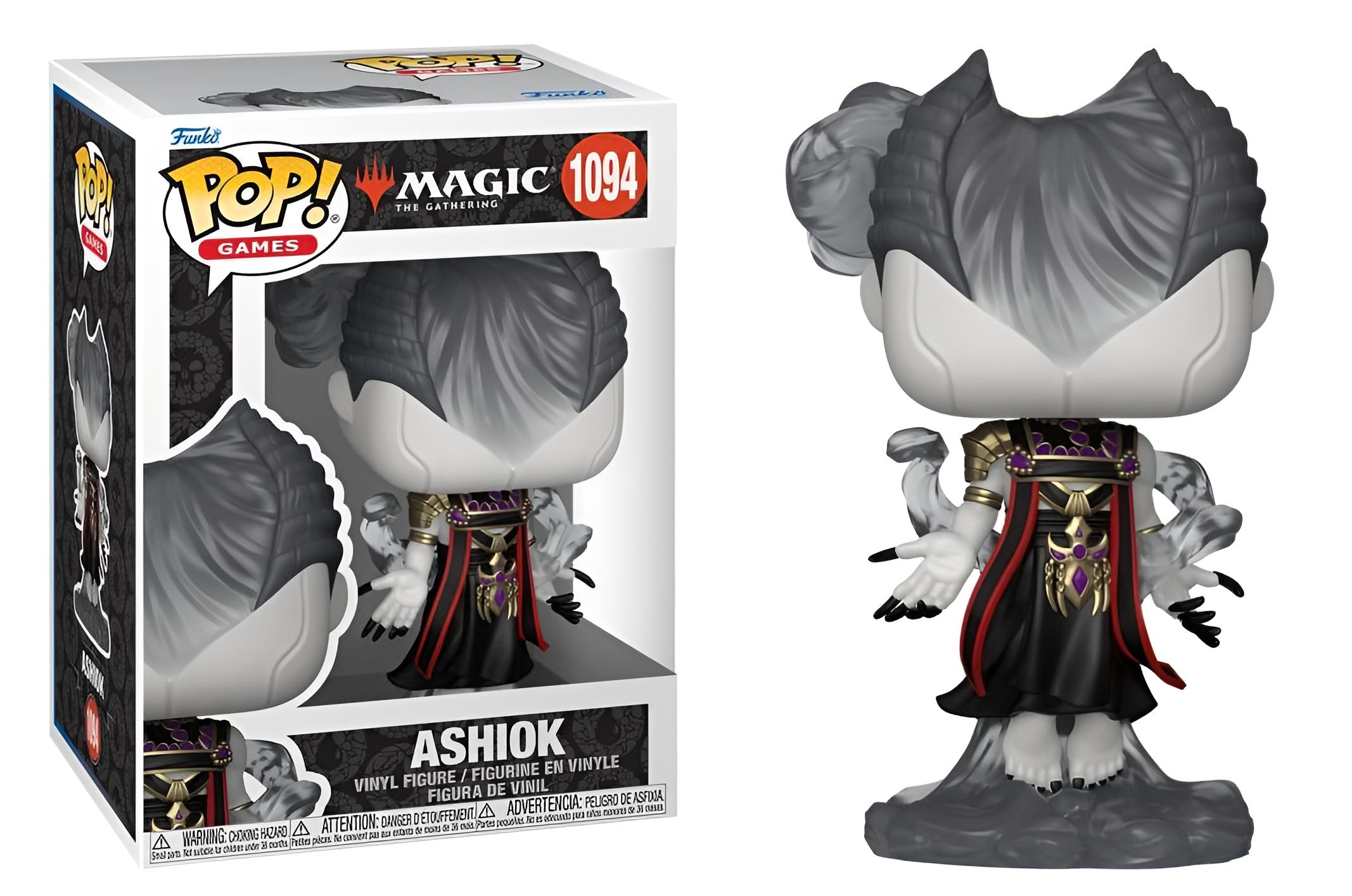 Una scatola e una figura Funko Pop di un personaggio con un design in bianco e nero.